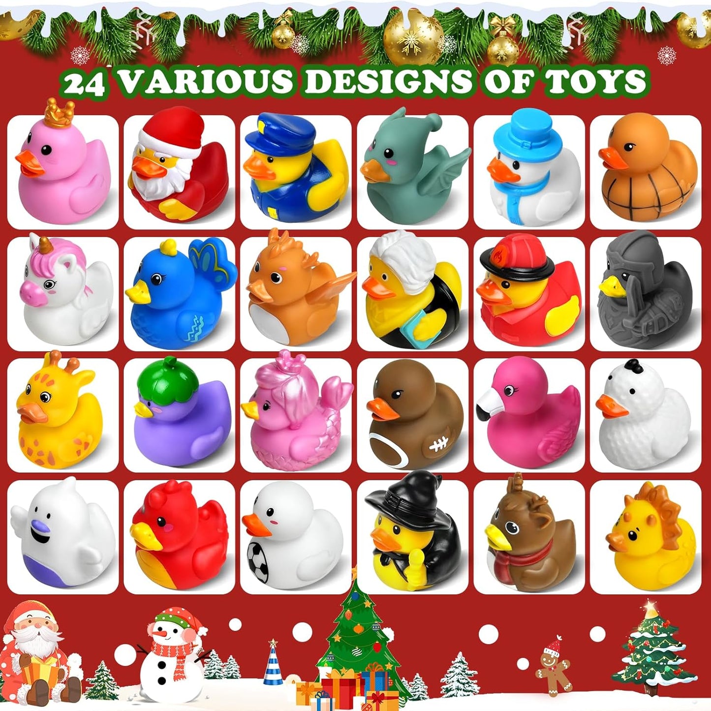 Rubber Duck Advent Calendar 2025 - 24 Days of Fun Christmas Countdown Toys for Kids