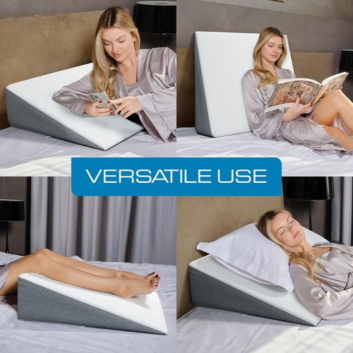 Kolbs Extra Wide Bed Wedge Pillow - Sleep Apnea & Acid Reflux Relief | Chic Jacquard Cover (7.5" Height)