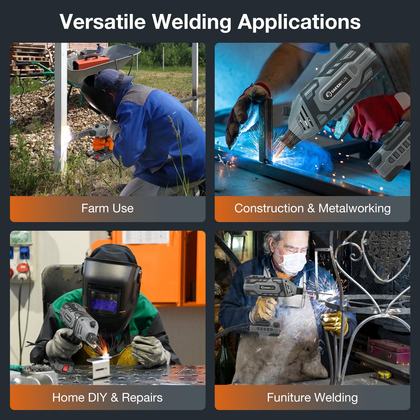 Sakerplus Portable Welding Machine, Handheld Welder Machine 110V, ARC Portable Welder with IGBT Inverter 5 Variable Current Adjustment, 30pcs 3/32" Wire Rods, Welding Helmet, Carrying Case Included