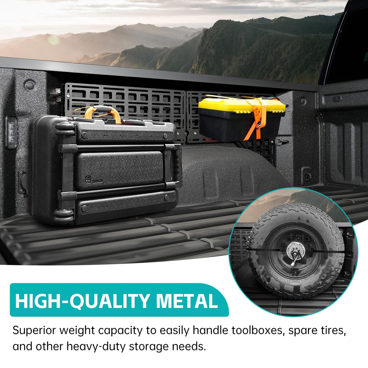 OUSUWO Side Truck Bed Molle Panel Rack System Compatible with 2019-2025 Chevy Silverado/GMC Sierra 1500 5.8FT Accessories Cargo Storage Organizer Tools Rack for 19-25 Chevrolet Silverado Accessories