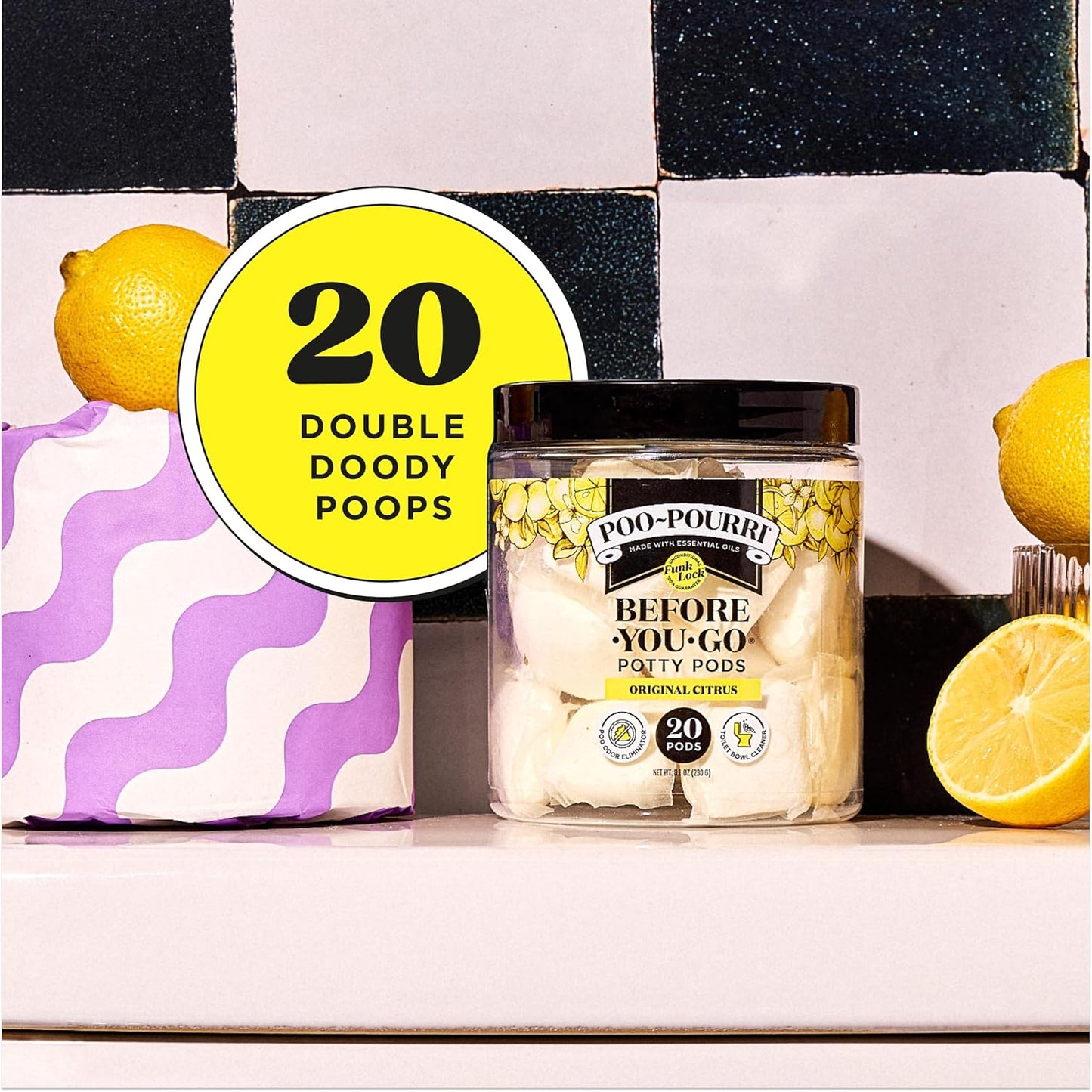 Poo~Pourri Original Citrus Toilet Potty Pods - 2-in-1 Odor Remover & Cleaner - 20ct with Essential Oils