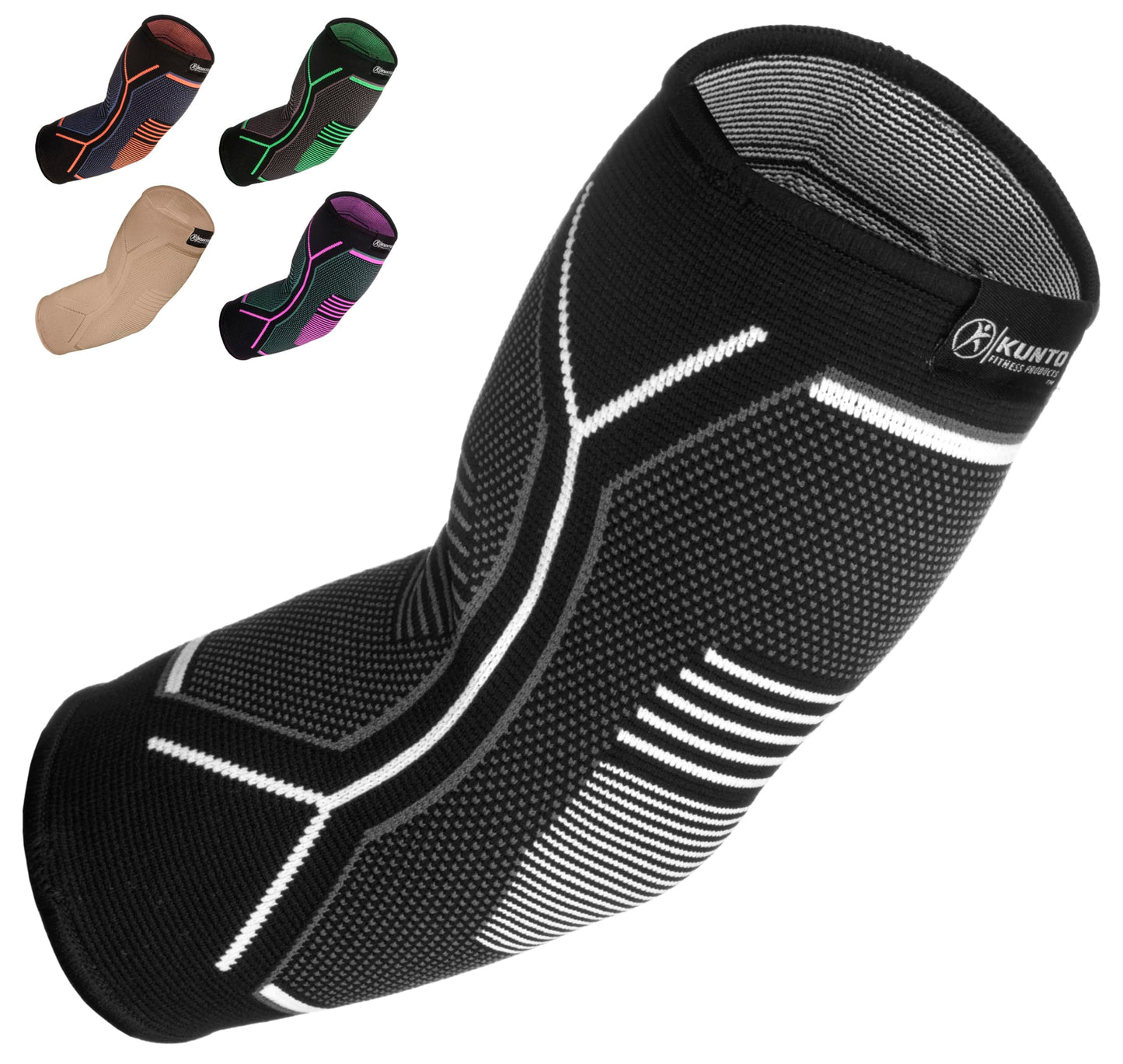 Kunto Fitness Elbow Brace Compression Support Sleeve for Tendonitis, Tennis Elbow, Golf Elbow Treatment - Reduce Joint Pain During Any Activity!