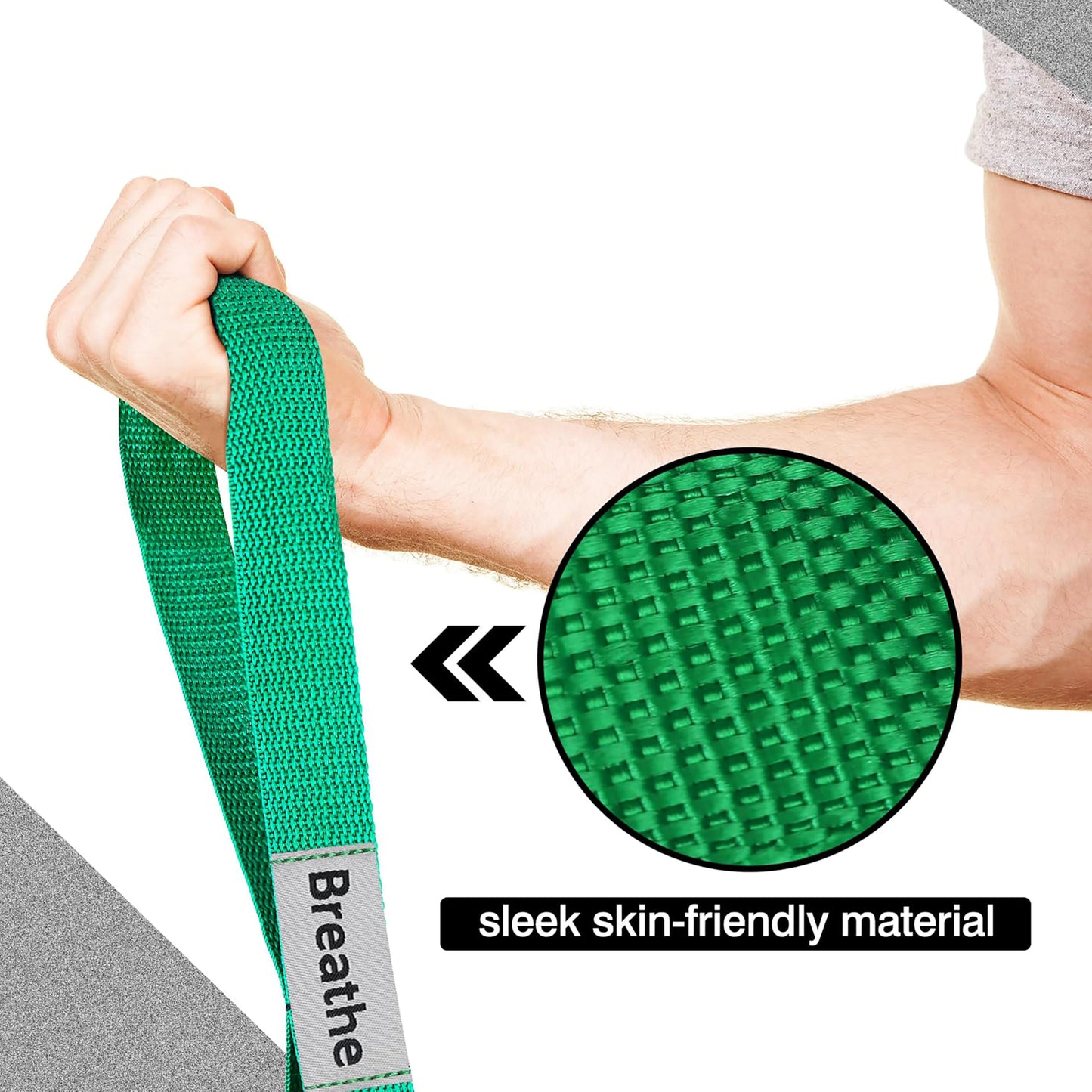 LXLOVESM Stretching Strap Yoga Strap with 10 Loops, Non-Elastic Stretch Band for Physical Therapy, Flexibility, Exercise, Pilates, Dance & Gymnastics Workout (Green)