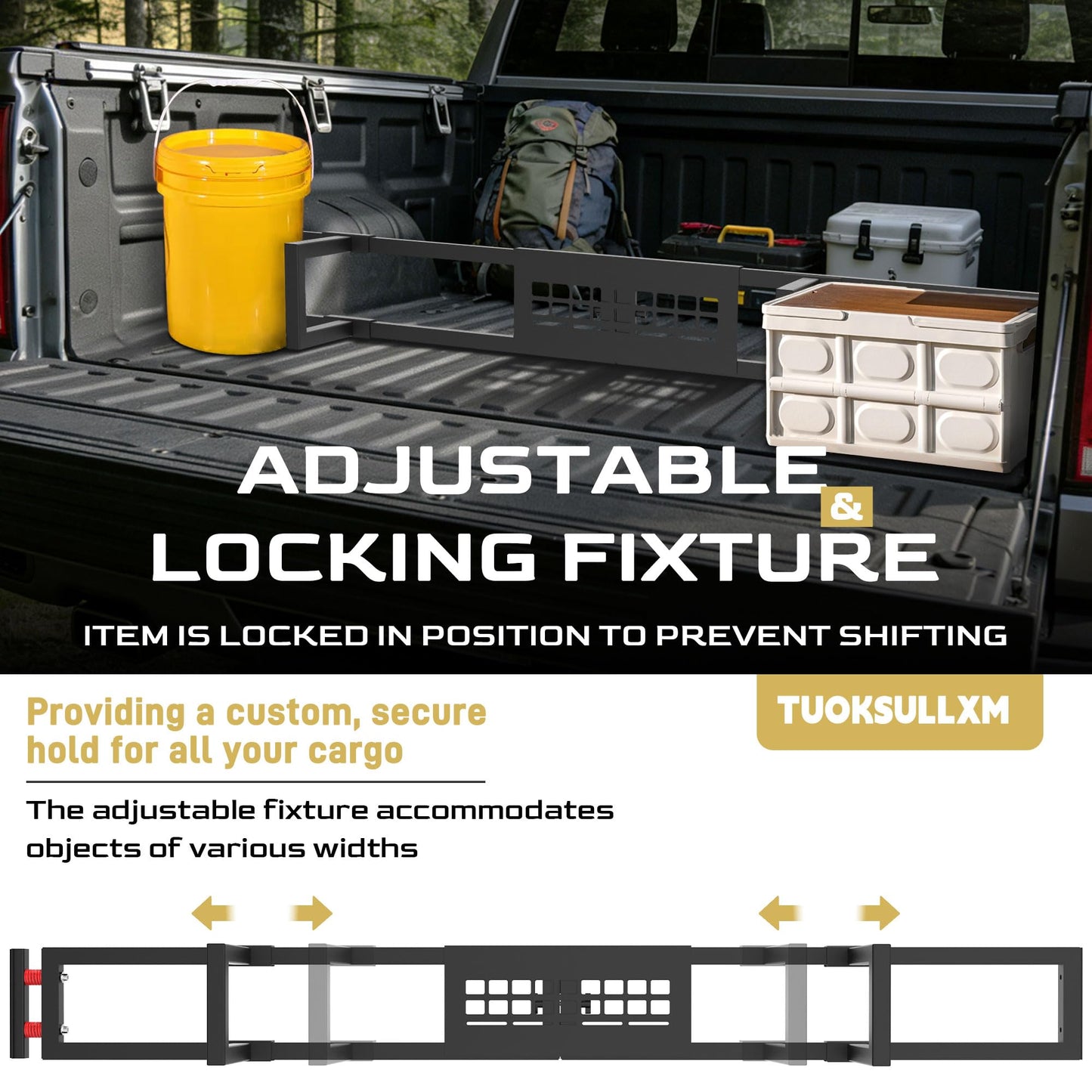Tuoksullxm Truck Bed Divider with MOLLE Panel Aluminum Foldable Cargo Divider fit 2019-2025 Chevy Silverado and GMC Sierra 15000