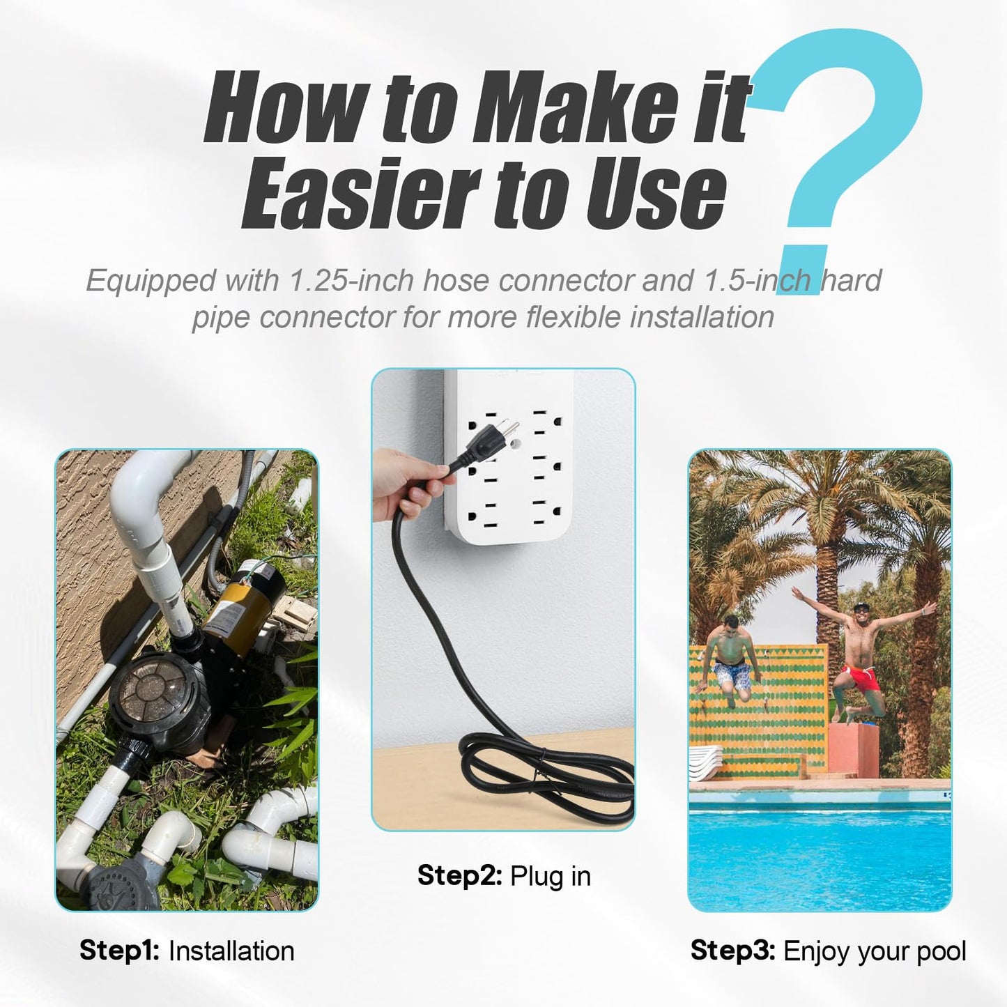 2.0HP 230v Energy Saving Two Speed In/Above Ground Pool Pump, 6840GPH Self-priming Swimming Pool Water Circulation Pumps with 1.25" & 1.5" & 2.0" NPT Unions