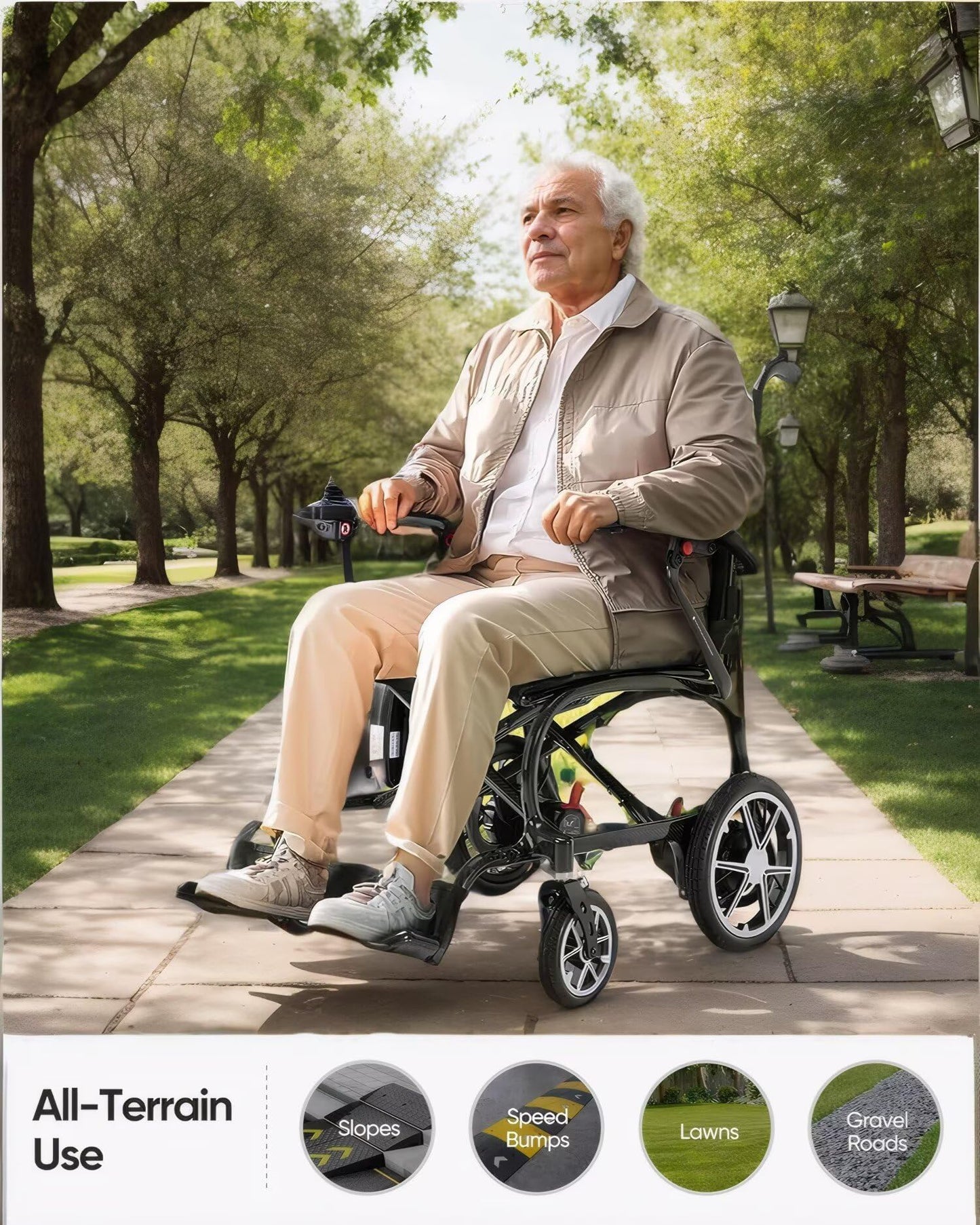 25.5lbs Carbon Fiber Electric Wheelchair for Adults, Lightweight Foldable Power Wheelchair with Dual Batteries, Portable Motorized Travel Wheelchairs, Airline Approved, Black