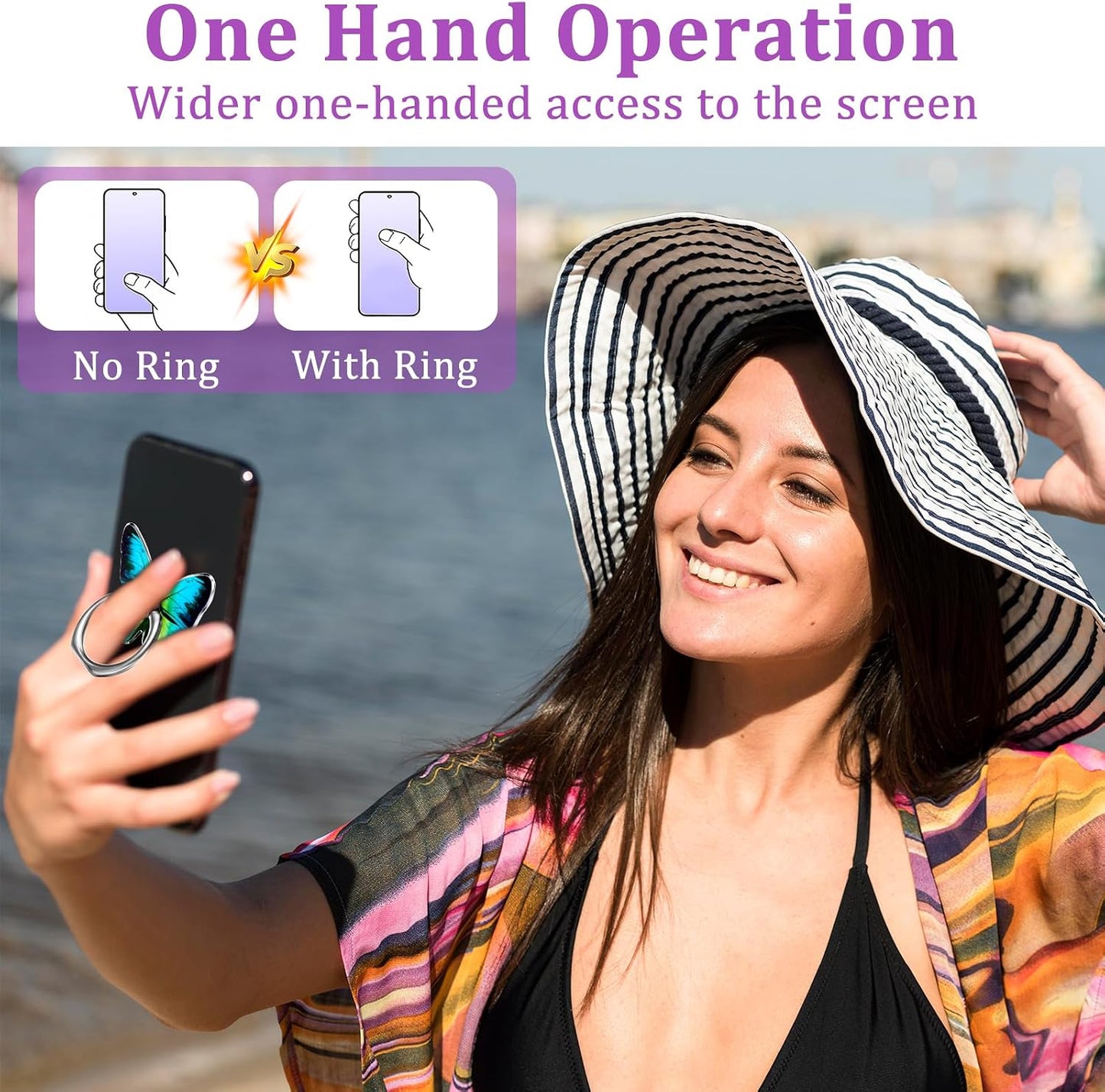 BOHUIZ 4 360Rotation PCS Butterfly Cell Phone Ring Stand Holder, Cute Butterfly Ring for Phone Case Phone Ring Holder