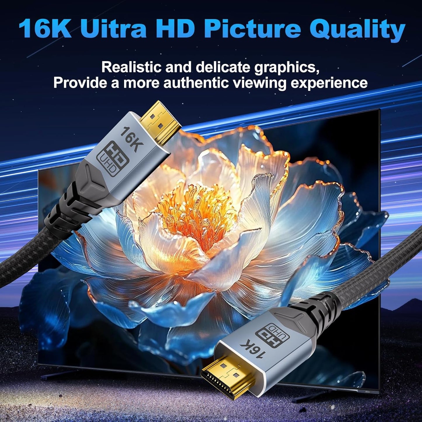 MOPOCHG 16K 10K 8K 2.2 3.3FT/1M, 96Gbps 16K@60Hz 8K@240Hz 4K@480Hz, 2.2 2.3, 10,eARC, TV/PS5/Blu-ray, HDMI Cable Ultra
