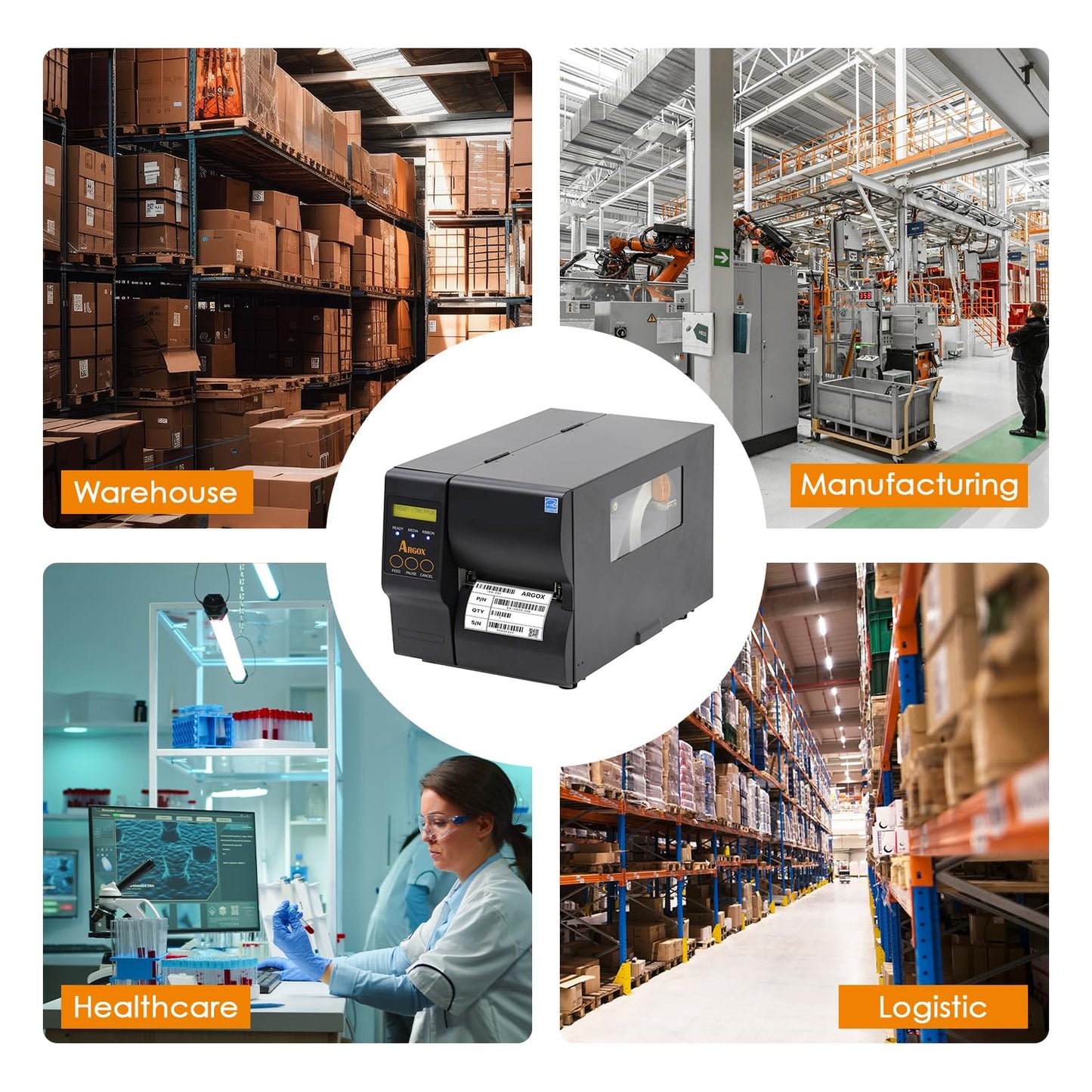 ARGOX Industrial Barcode Solutions Bundle: iX4-250 4" Thermal Transfer Printer (203 DPI, 8ips) & AS-9400 Wired 2D/QR Barcode Scanner | Complete Inventory & WMS Kit | TAA Compliant, Heavy-Duty, Plug &