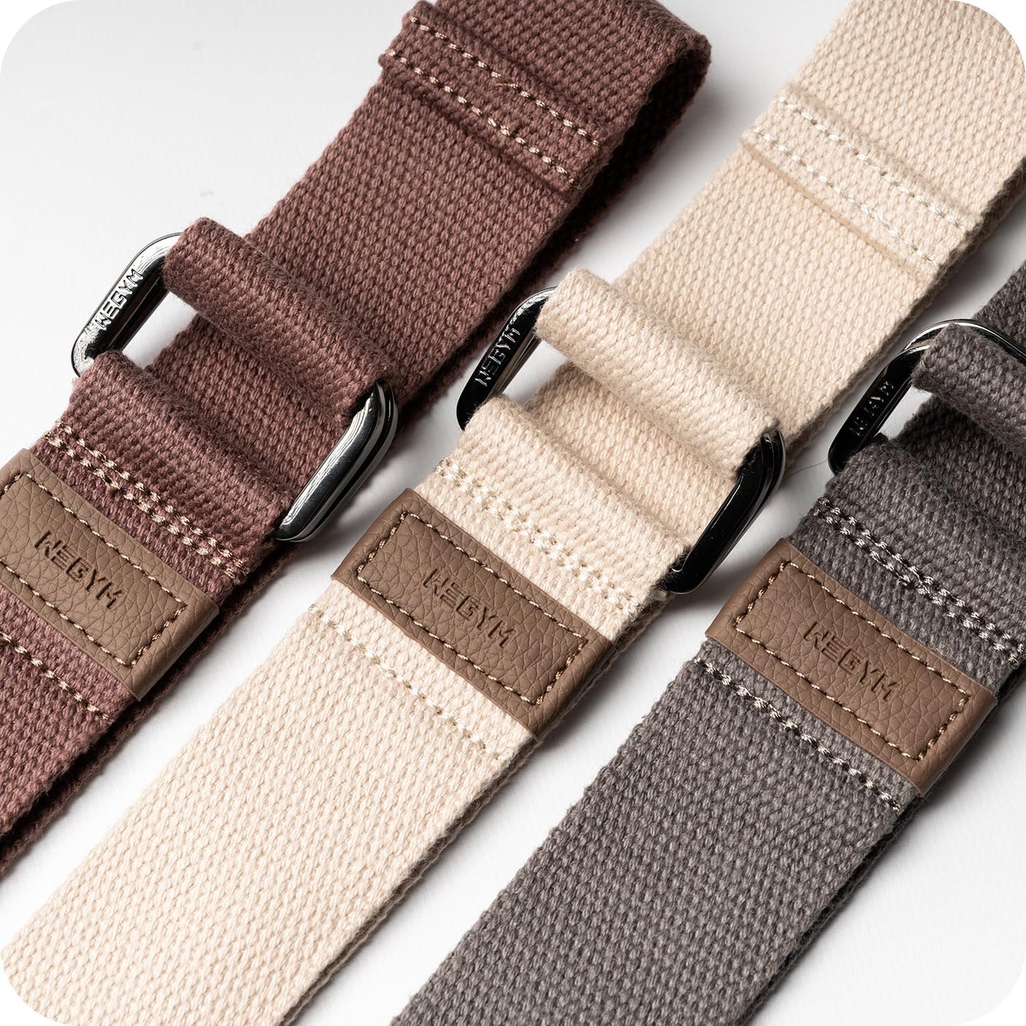 WeGym Yoga Straps, Adjustable Strap for Stretching at Home, Essential Accessories for Yoga, Pilates, Physical Therapy, Mobility Workouts, Sandstone