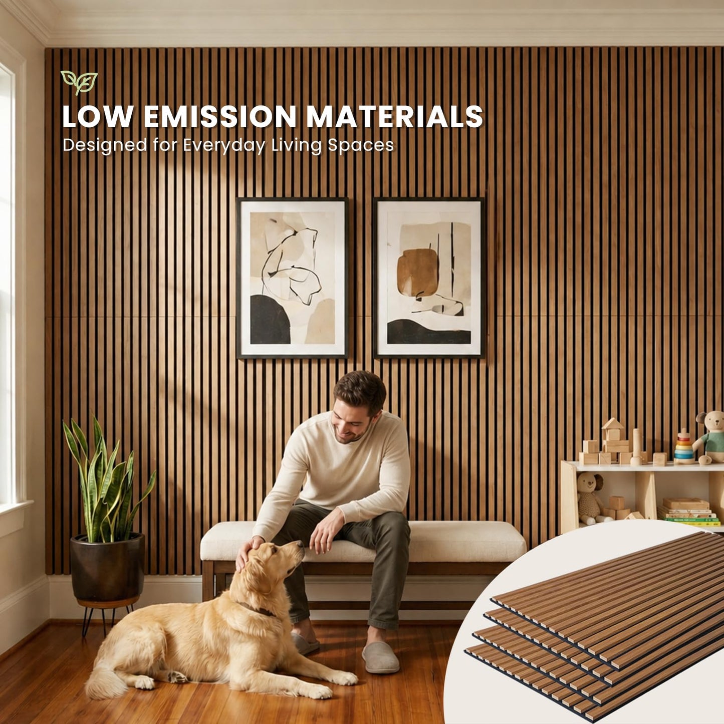 Wood Slat Wall Panels - 4 Pack 47.2" × 23.6" - Acoustic Panels Noise Reduction for Home Office Studio, 3D Fluted Sound Dampening Absorbing Panels, Walnut