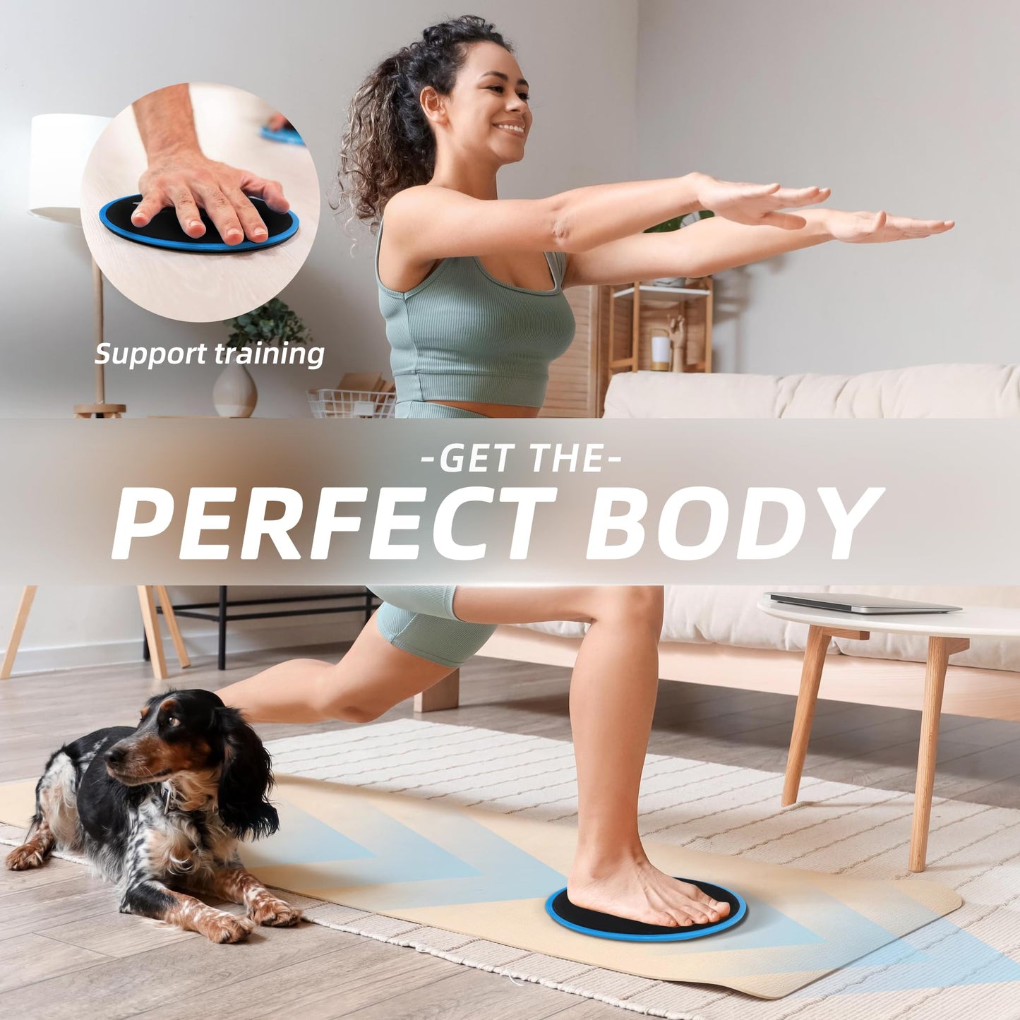 ZILLEEN Exercise Sliders for Working Out Blue Fitness Discs for Pilates Women Men, 2 Pack