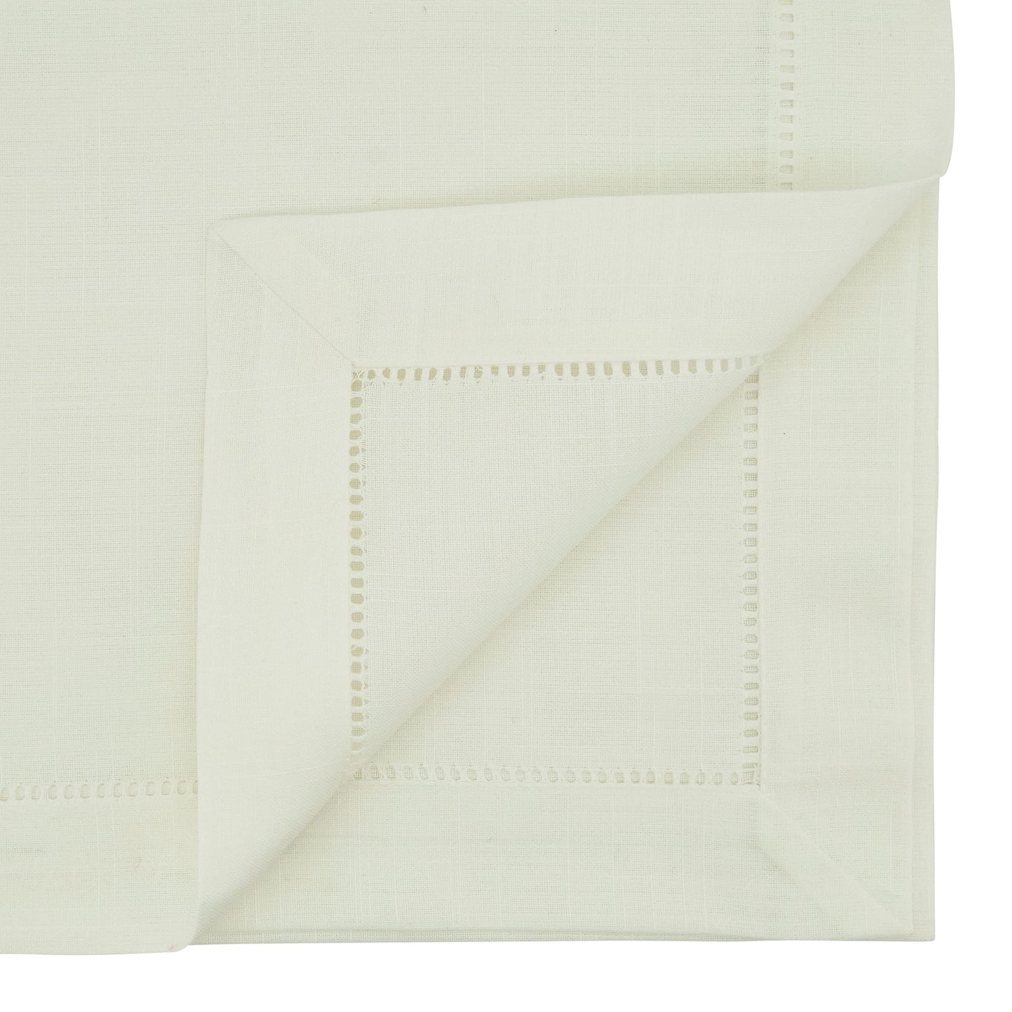 SARO LIFESTYLE Hemstitched Border Tablecloth, Ivory, 70"x140"