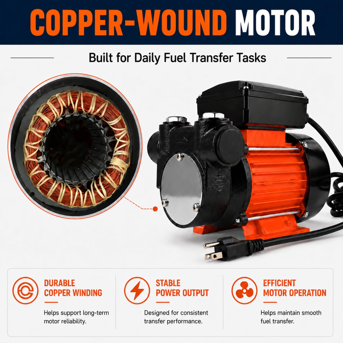 CALENON 110V Fuel Transfer Pump, 1/2 HP 18 GPM Diesel Oil Transfer Pump, Self-Priming Electric Fuel Pump with 3/4" NPT Fittings & Strainer for Diesel, Kerosene, Biodiesel