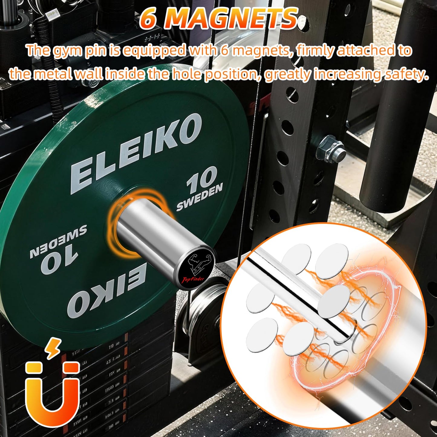 Topfinder Gym Pin Weight Stack Pin Extender for Cable Machines & Home Gyms, Ø 10 mm, Ideal for Weight Lifting & Strength Training to Add Extra Olympic Weight Plates, Durable Steel for Long-Lasting Use