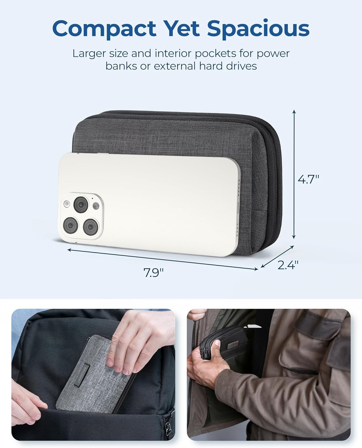 BAGSMART Electronics Organizer Travel Case, Cable Charger Cord Tech Organizer Pouch for Phone Charger Accessories