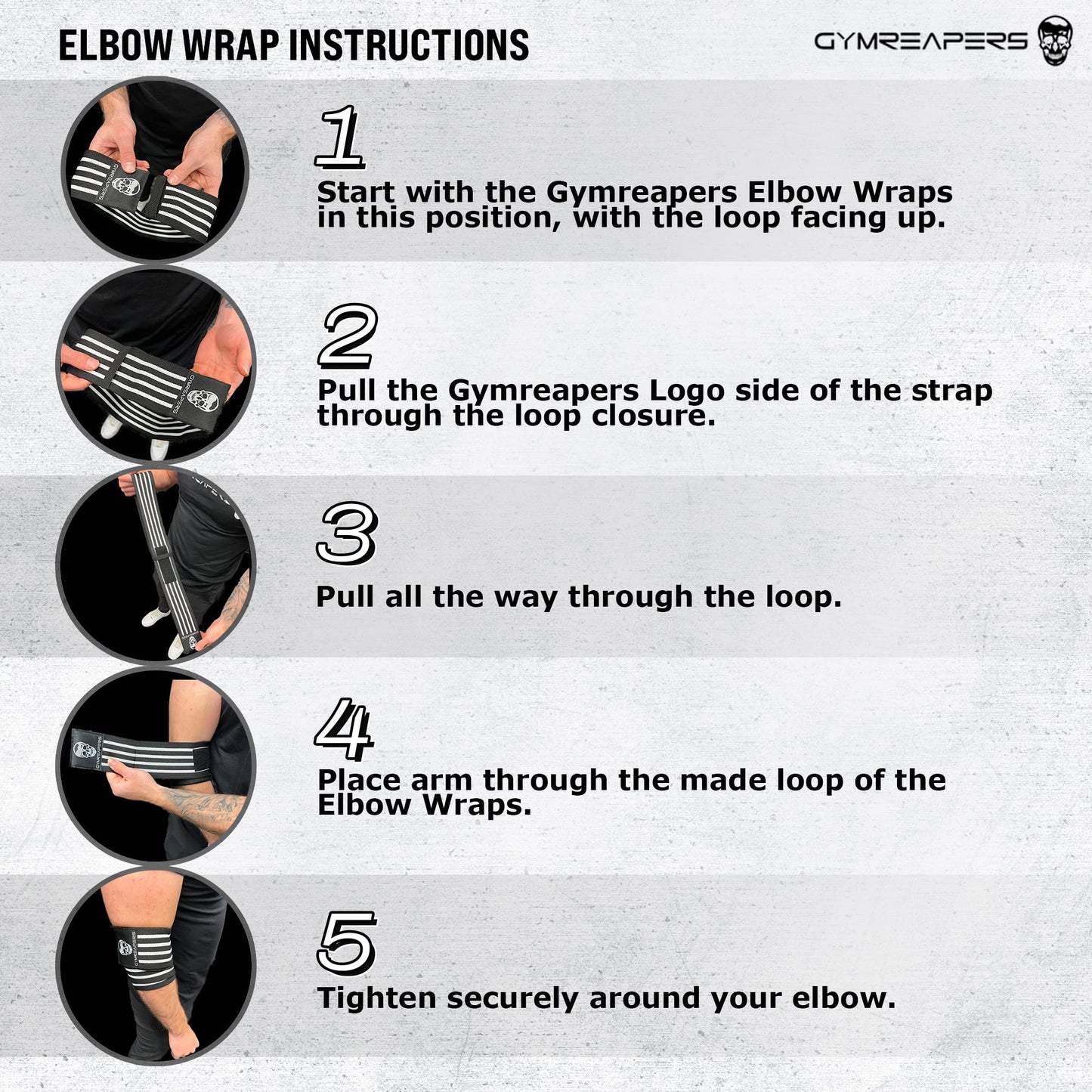 Gymreapers Weightlifting Elbow Wraps (1 Pair) - Flexible 40'' Elbow Compression Strap & Joint Support Brace - For Bench Press, Powerlifting, and Pressing (Black)