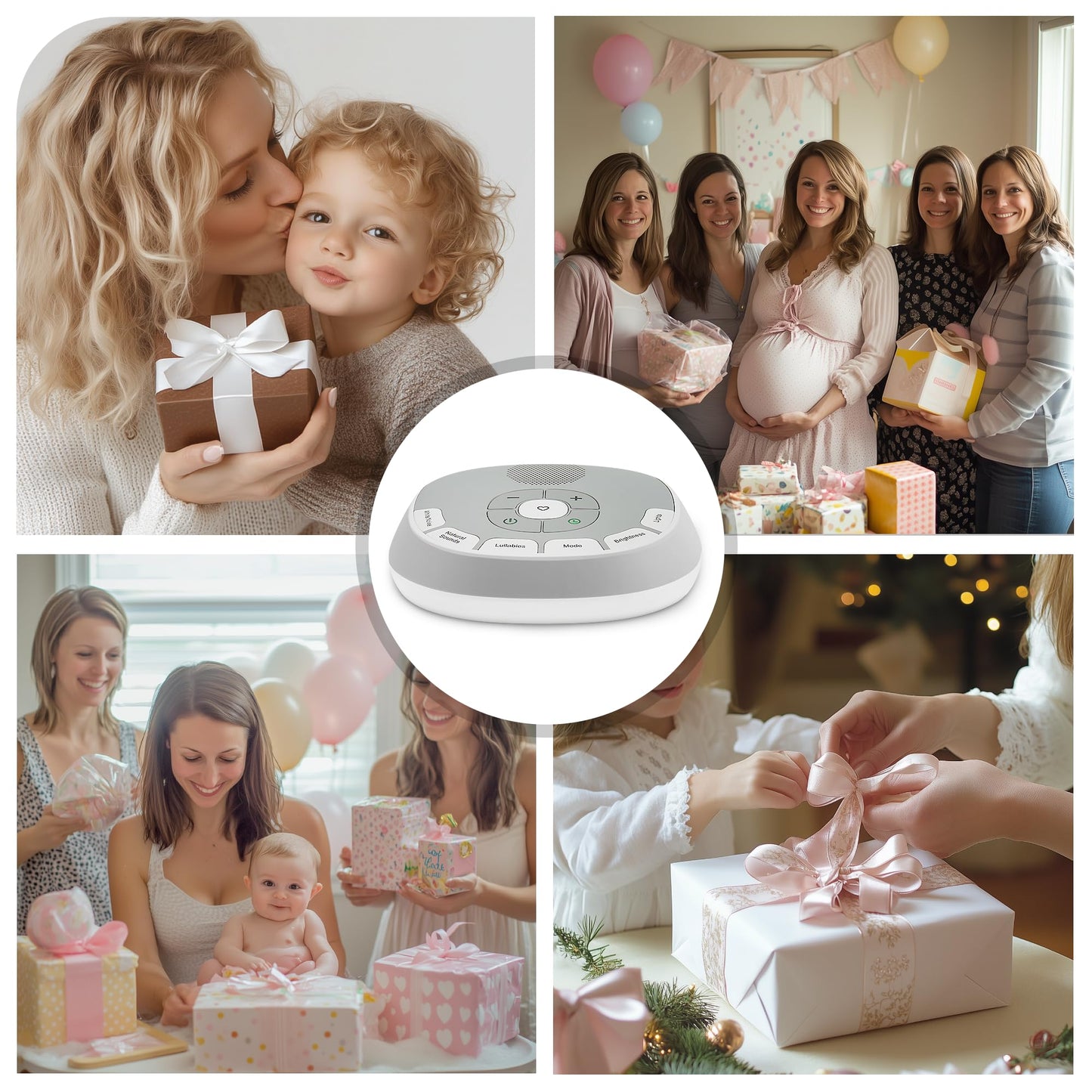 White Noise Sound Machine Baby | 20 Soothing Sounds and Night Light for Sleep and Relaxation | Heartbeat Sensor Mimics Mom’s Heartbeat for Newborns | Adjustable Volume and Auto-Off Timer (White)