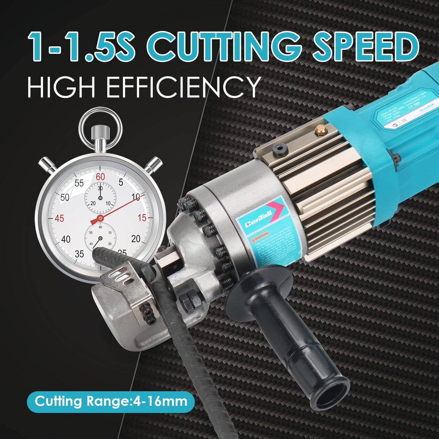 CENTALL 5/8" Electric Hydraulic Rebar Cutter 1-1.5s Cutting Speed Portable Rebar Cutter Cutting Rebar 4-16mm 1000w 120v/60hz RC16A (Blue)