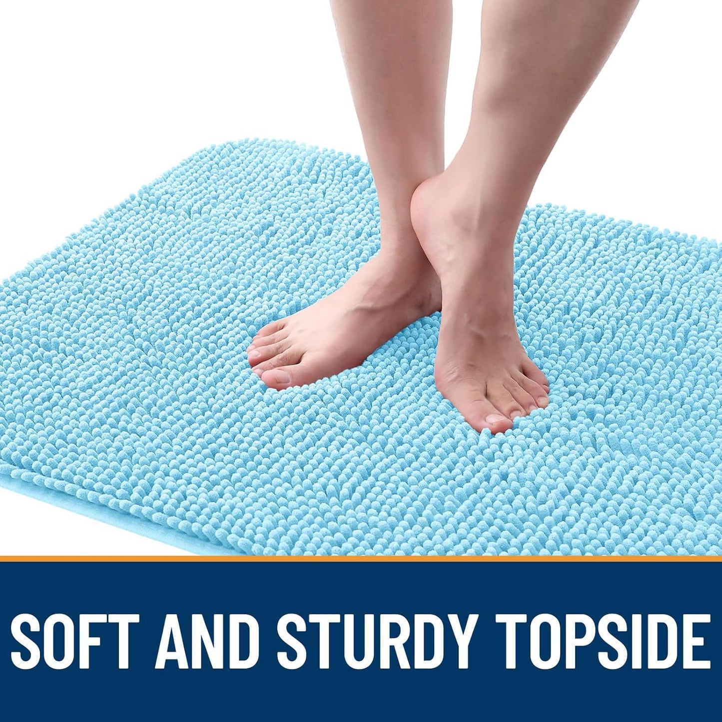 OLANLY Dog Door Mat - Absorbent Non-Slip Mud Mat for Indoor Use | Quick Dry Chenille, 32x20, Blue