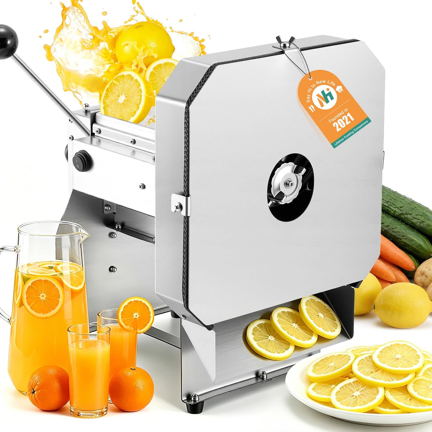 Newhai Upgraded Electric Potato Slicer Commercial Onion Sweet Potato Slicing Machine Cabbage Shredder Vegetable Fruit Cutter 0-0.4’’ Stainless Steel