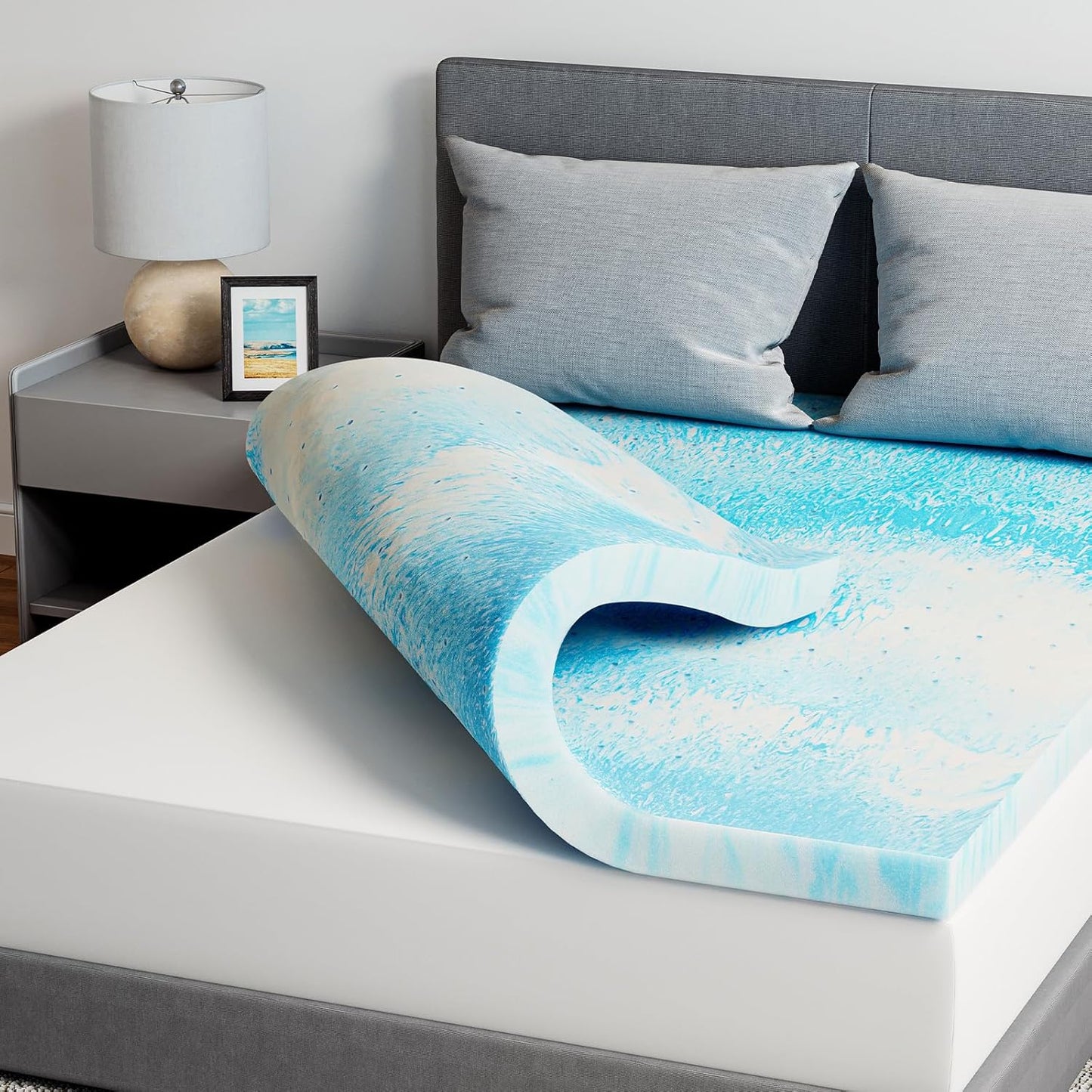 Novilla Queen Memory Foam Mattress Topper - 3 Inch Cooling Gel Infused for Pressure Relief & Comfort