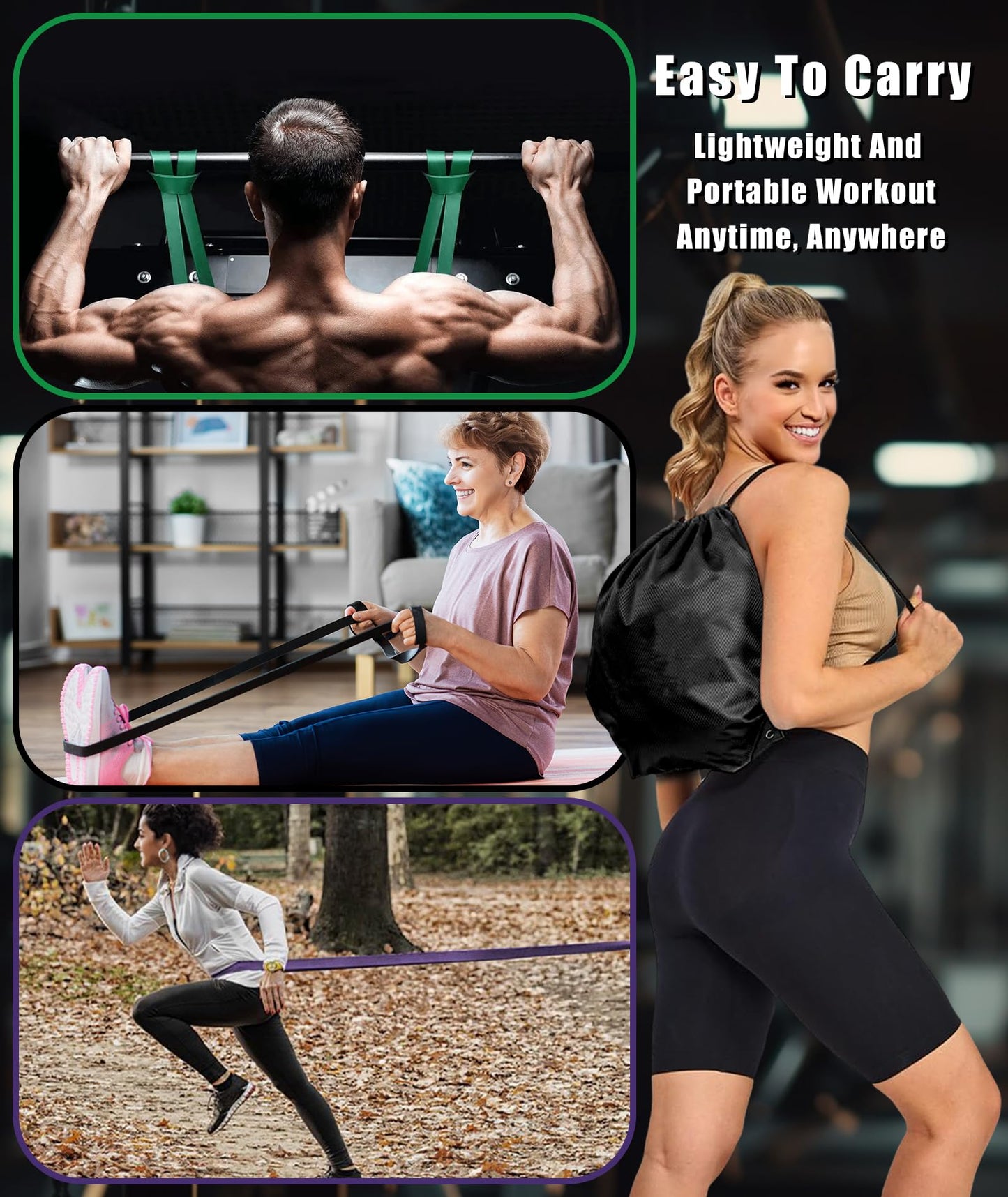 TREKONPEAK Resistance Bands for Working Out, 5-Levels Exercise Band Set, Pull Up Assistance Bands-Strength Training Physical Therapy Stretching Women Men Home Gym