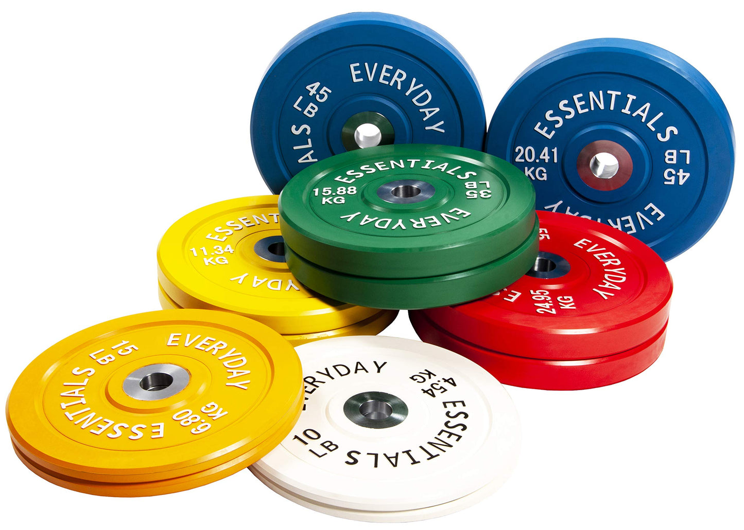 BalanceFrom Color Coded Olympic Bumper Plate Weight Plate with Steel Hub, 260LB Set, 2x 10/15/25/35/45LB