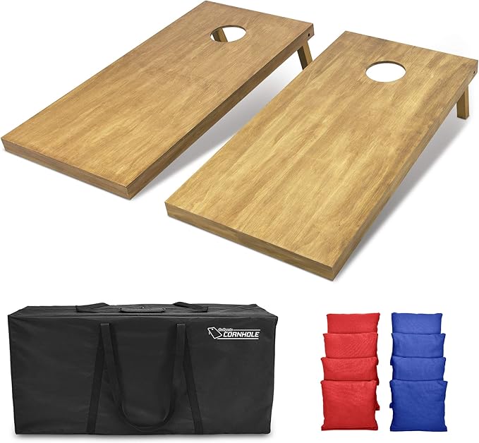 GoSports 4 ft x 2 ft Regulation Size Wooden Cornhole Boards Set - Includes Carrying Case - Full Regulation Size Bean Bag Toss Boards