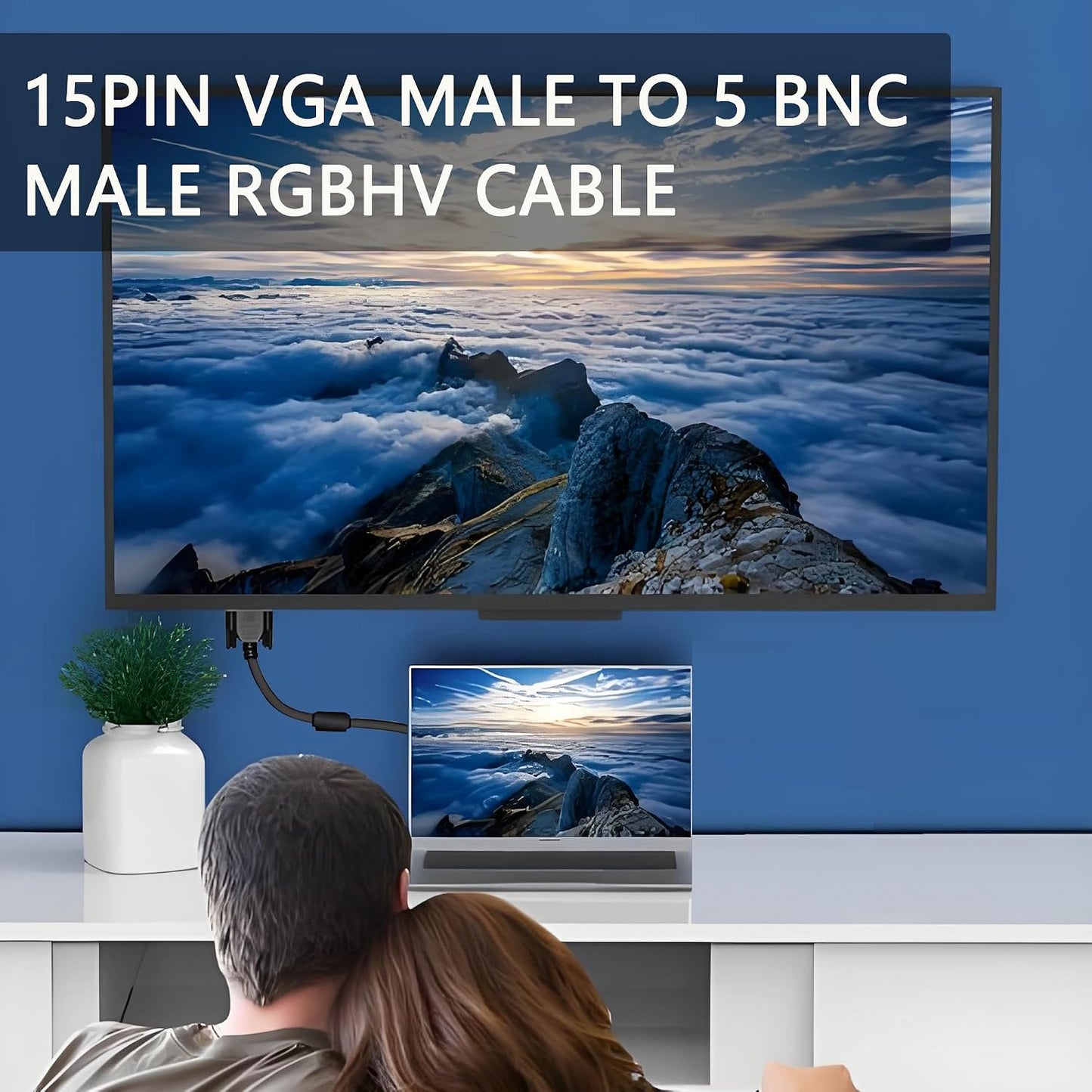 Cable,HD15 5 Cable-1.5M MAYWILLA VGA to BNC Adapter VGA Male to BNC Male RGBHV Coaxial High Resolution Monitor Breakout