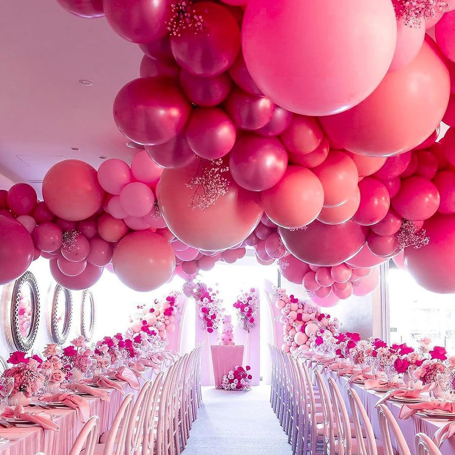 PartyWoo Hot Pink Balloon Arch Kit - 152 Pcs in Various Sizes for Baby Showers & Birthdays | Magenta Fuchsia