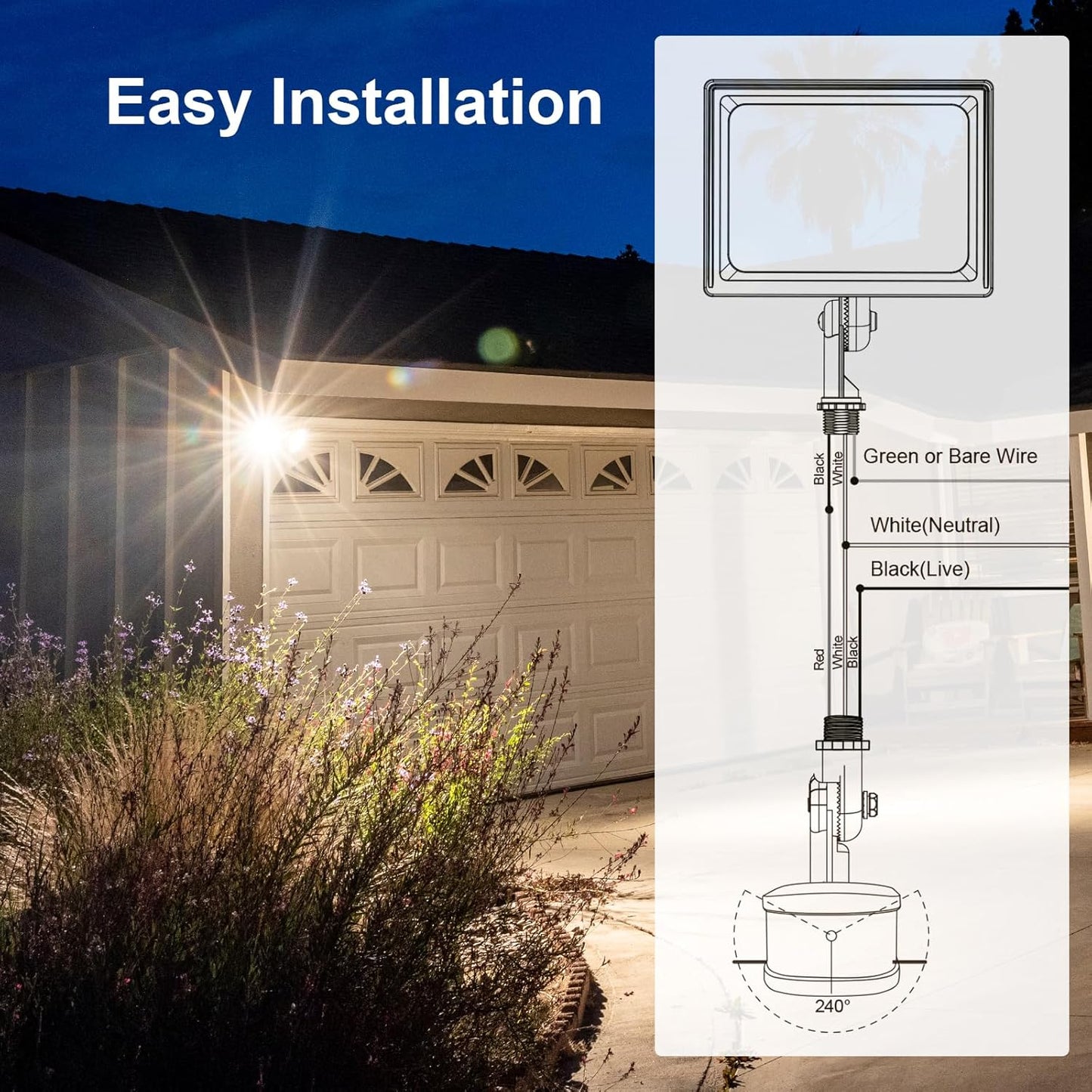 treewell 2 Pack 240-Degree LUX(5-300) 60 3 Replacement Motion Sensor, Adjustable & Time & Detection Sensitivity Up