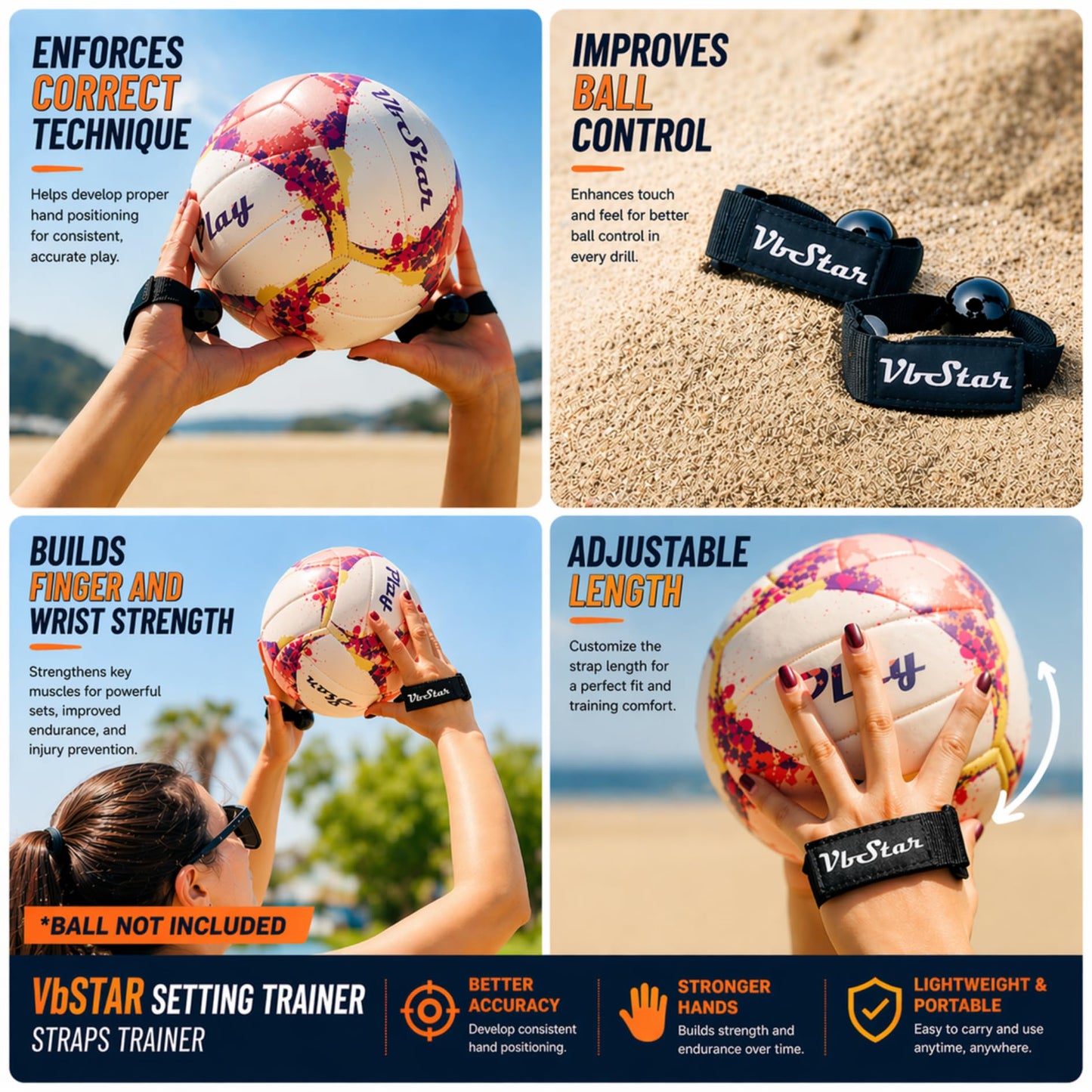 VbStar Volleyball Training Equipment Aid - Practice Your Serving, Setting & Spiking with Ease, Great Solo Serve & Spike Trainer for Beginners & Pro, Perfect Volleyball Gift