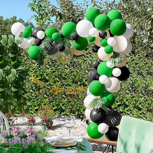 50Pcs Green & Black Balloons | 12 Inch Latex Balloons for Video Game & Football Theme Parties