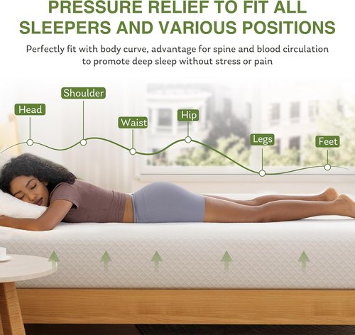 EGOHOME 8-Inch Queen Memory Foam Mattress - Cooling Green Tea Gel for Pressure Relief | CertiPUR-US Certified, 80''L x 60''W
