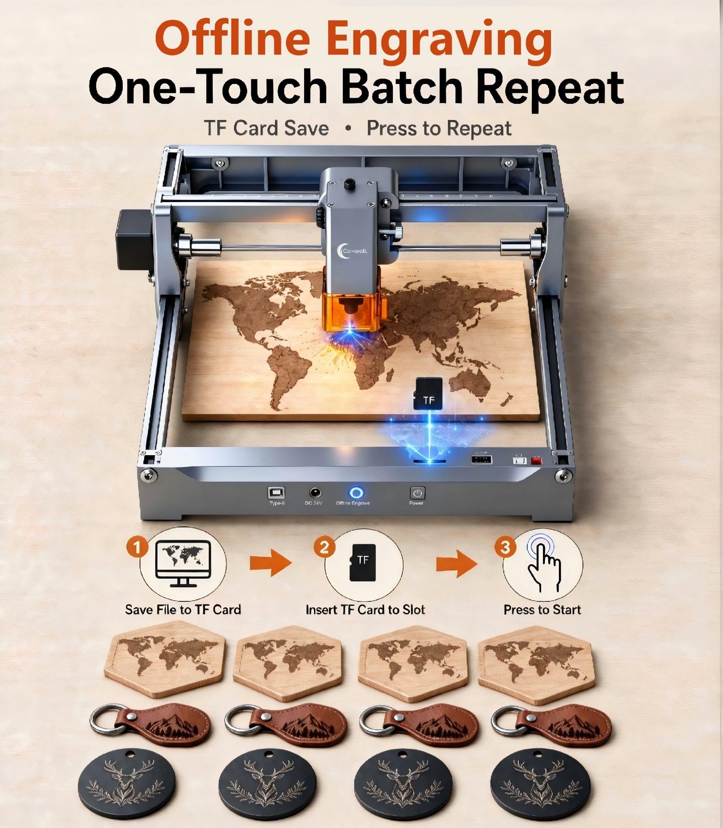 Carverall K15 Pro Laser Engraver 10W-Laser Engraving Machine for Coated Metal Wood Acrylic Glass Stone, 7.9"x11.8" (Near A4) Work Area Offline Engraving CNC DIY Lazer Cutter for Home & Crafting