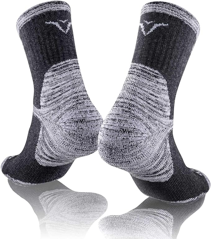 FEIDEER Men's Hiking Walking Socks, Multi-pack Wicking Cushioned Outdoor Recreation Quarter Crew Socks