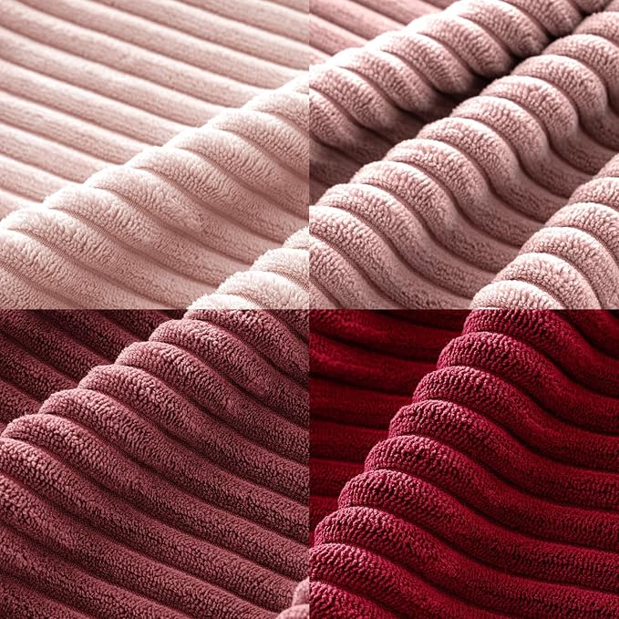 MIULEE Boho Farmhouse Throw Pillow Covers 20x20 Inch Set of 4 Romantic Decorative Cushion Covers Spring Corduroy Home Decor for Feminine Valentines Couch Bed Sofa Living Room Aesthetic Pink
