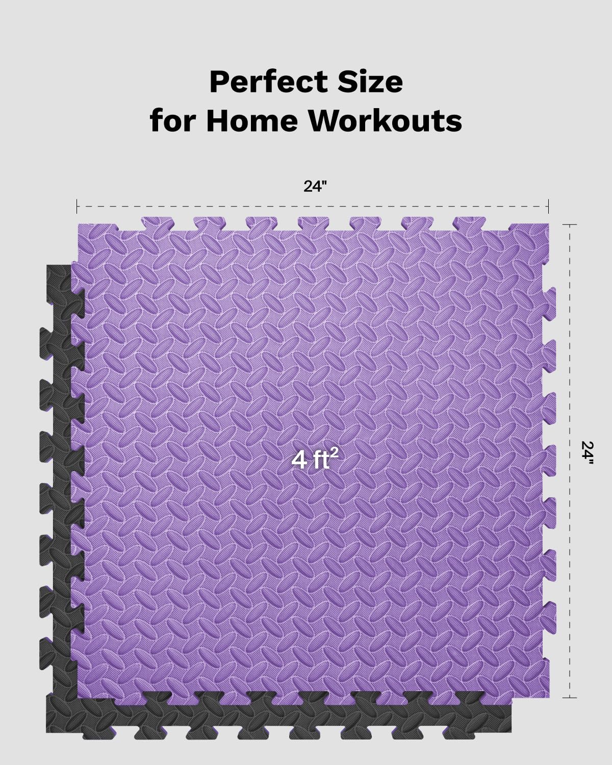 AIRHOP Upgraded 0.79" Extra Thick 48 Sq Ft High-Density Eva Foam Exercise Gym Mats, 12 Pcs Large Interlocking Puzzle Floor Tiles (24"x24") for Home Gym, Black&Purple