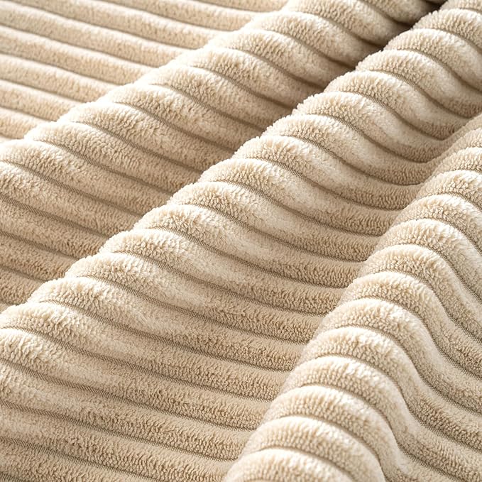 MIULEE Boho Farmhouse Throw Pillow Covers 18x18 Inch Set of 4 Mordern Nordic Cushion Covers Soft Corduroy Spring Home Decor for Couch Bed Sofa Living Room Beige