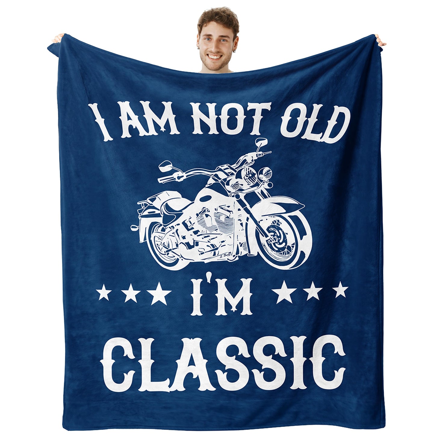 Zlomjro Funny Gift for Old Men, Birthday Gift for Elderly Men, Dad Birthday Gifts, Retirement Dad Blanket, Gag Gifts Ideas for Husband/Grandpa, I'm Not Old I'm Classic Throw Blanket 60"X50"