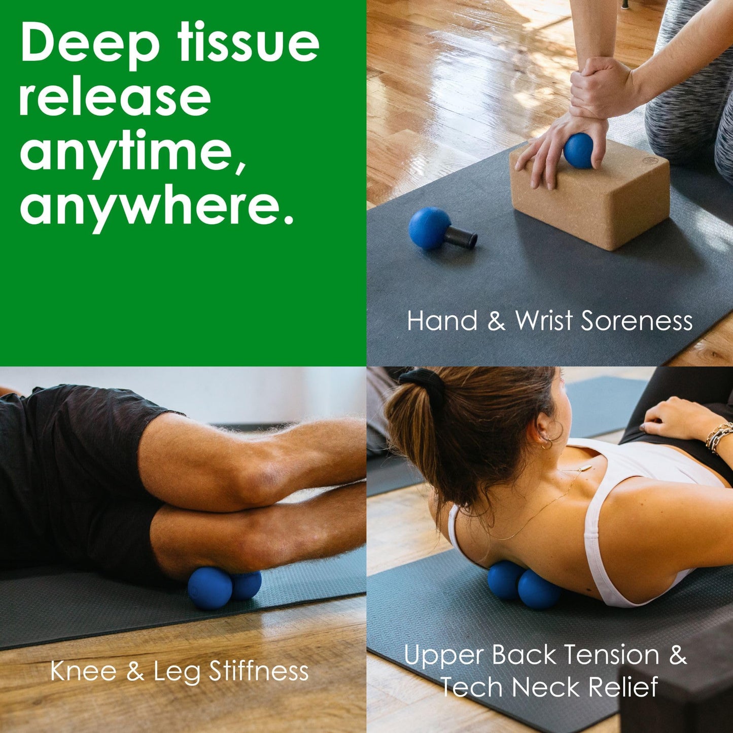 Rodo 2-in-1 Firm Peanut & Lacrosse Ball Roller | Deep Tissue Massage Tool for Fascia, Plantar Fasciitis, Hips & Back | Mobility & Recovery Roller | Compact, Travel-Friendly, Pilates & Therapy Ready