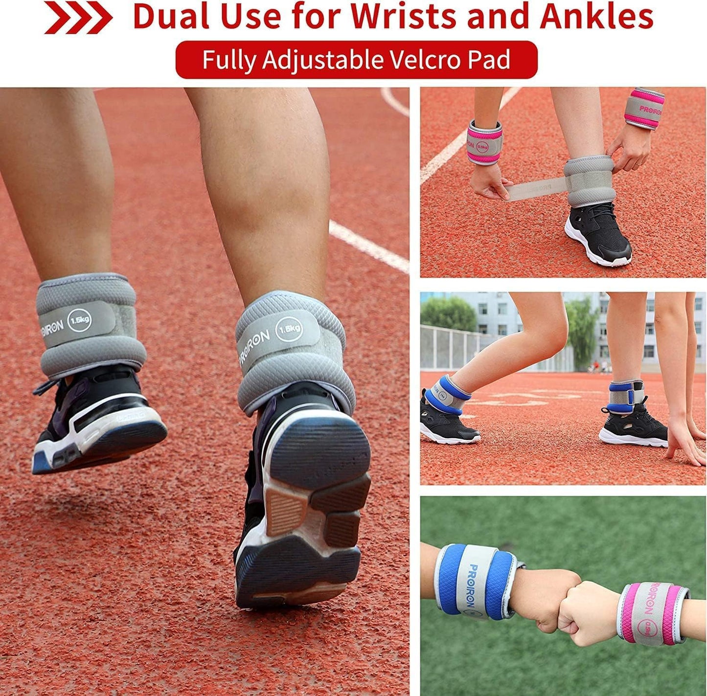 PROIRON Ankle Weights Wrist Leg Weights for Women Men 3 LBS in Pair Reflective Ankle Weight Set for Fitness Exercise Jogging Aerobics