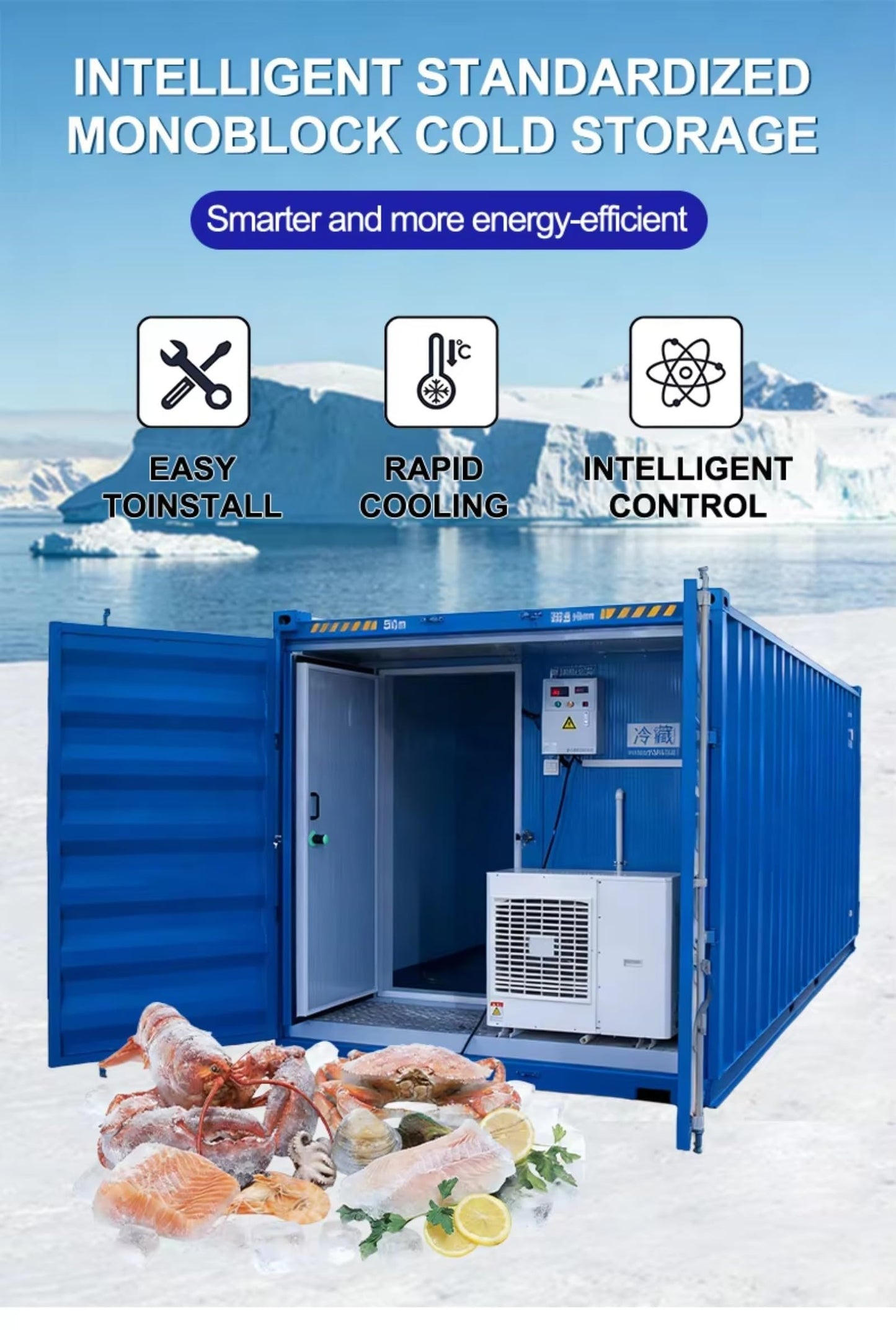 Insulated Mobile Container Cold Room, Multi-temperature Zones from -25°C to 10°C, Heavy-Duty Portable Refrigerated Container for Raw Material and Food Storage in Processing Plants