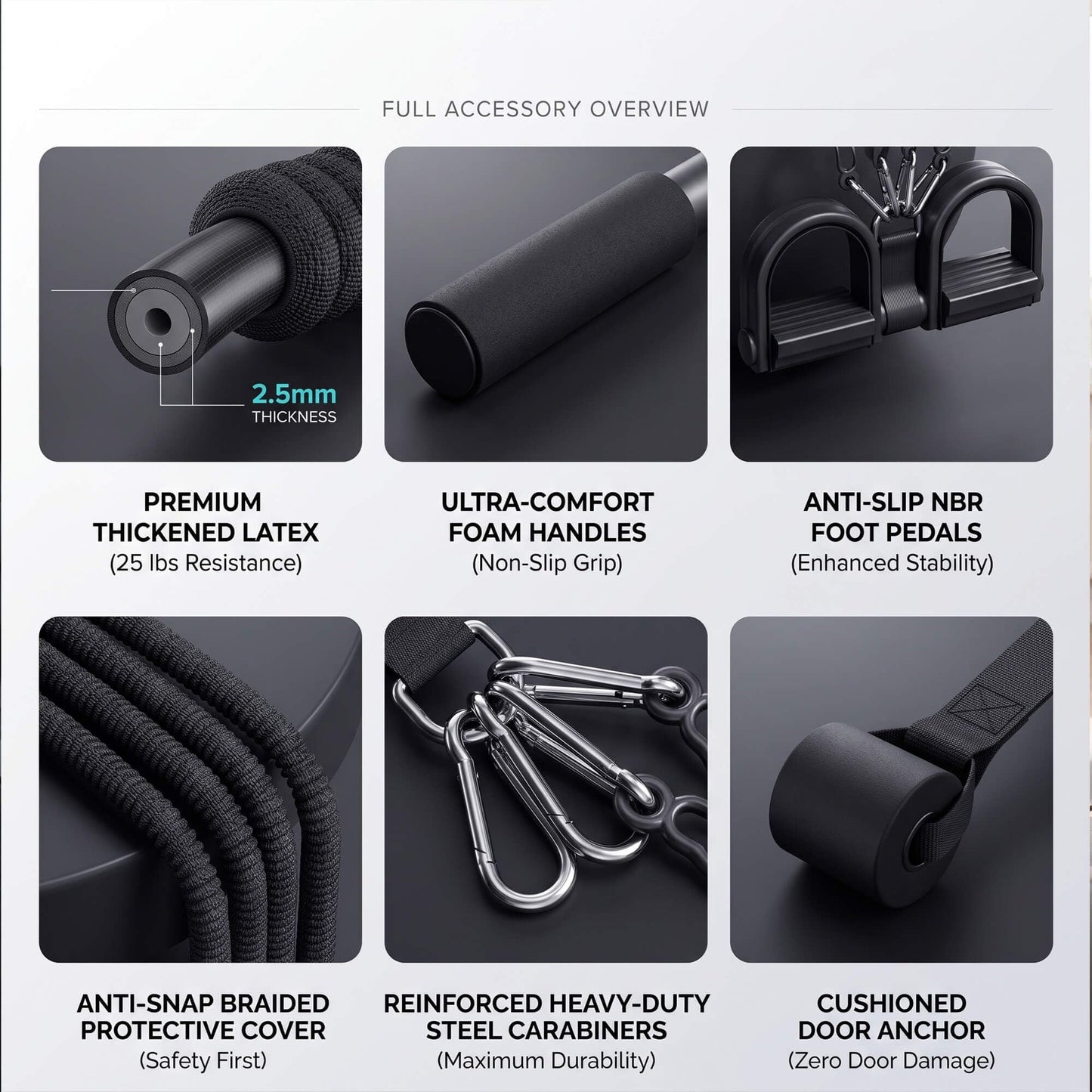 Pedal Resistance Band with Handles, Elastic Sit Up Pull Rope for Abdomen, Waist, Arm, Leg Stretching (ResistanceBand-Upgrade)