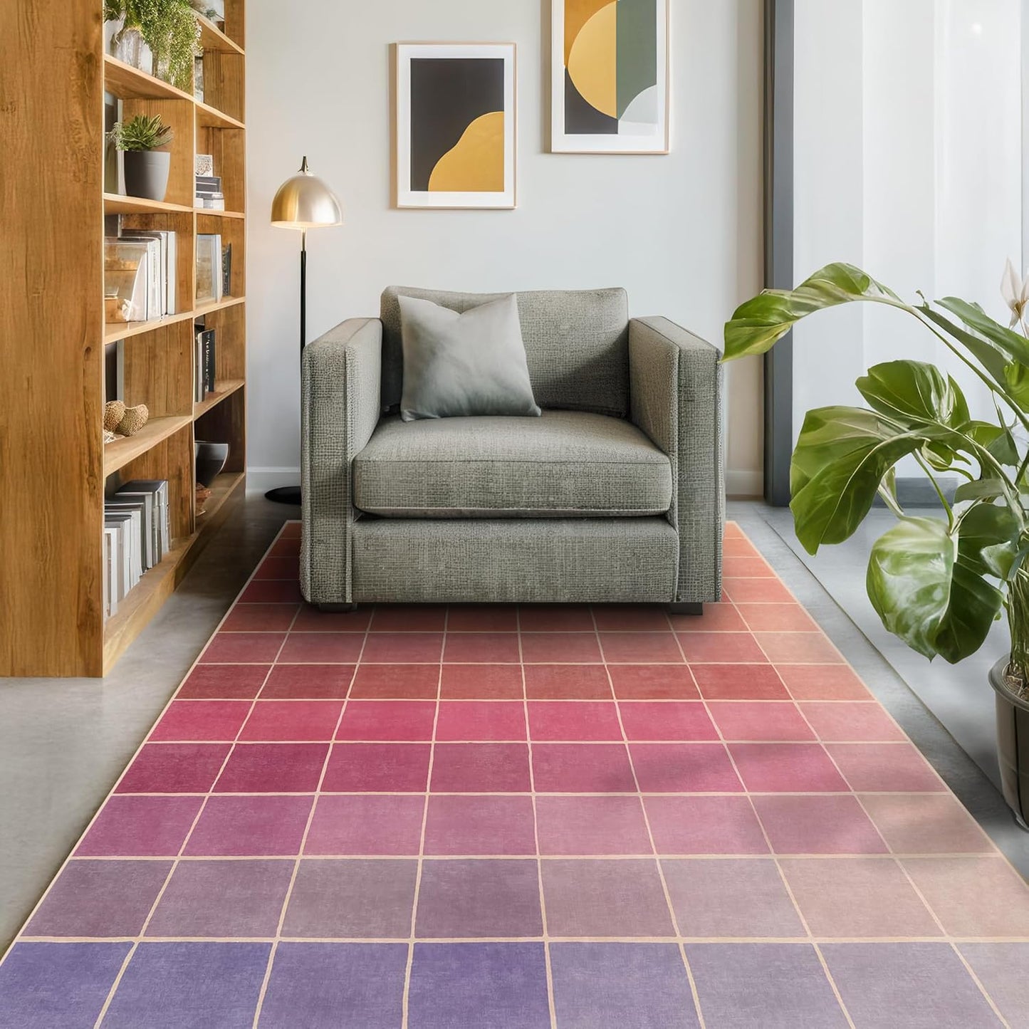 Skiennix Mid Century Modern Ombre Rug - Colorful 6x9 Washable Area Rug for Living Room & Nursery