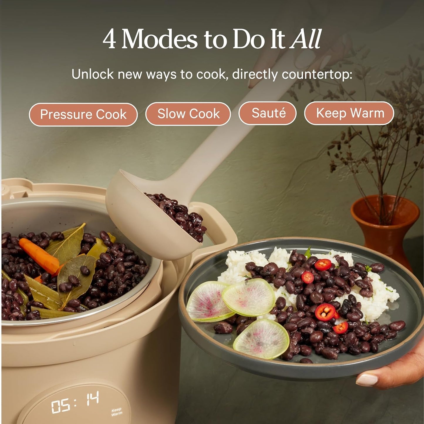 Our Place Dream Cooker - 6 Qt Ceramic Nonstick Multicooker with Touchscreen & Auto Steam Release | 4 Cooking Modes in Blue Salt