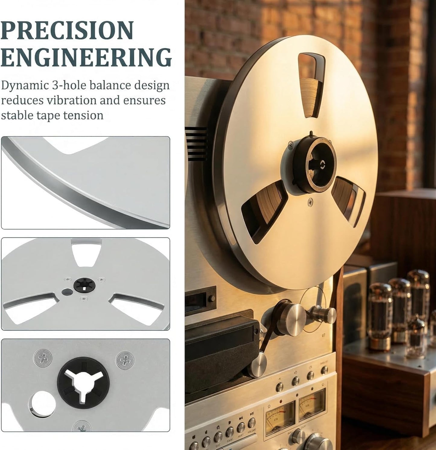 EAJONC 7 Inch 1/4" 3-Hole Empty Tape Reel, Aircraft Grade Aluminum Alloy Takeup Reel, CNC Machined Professional Spool