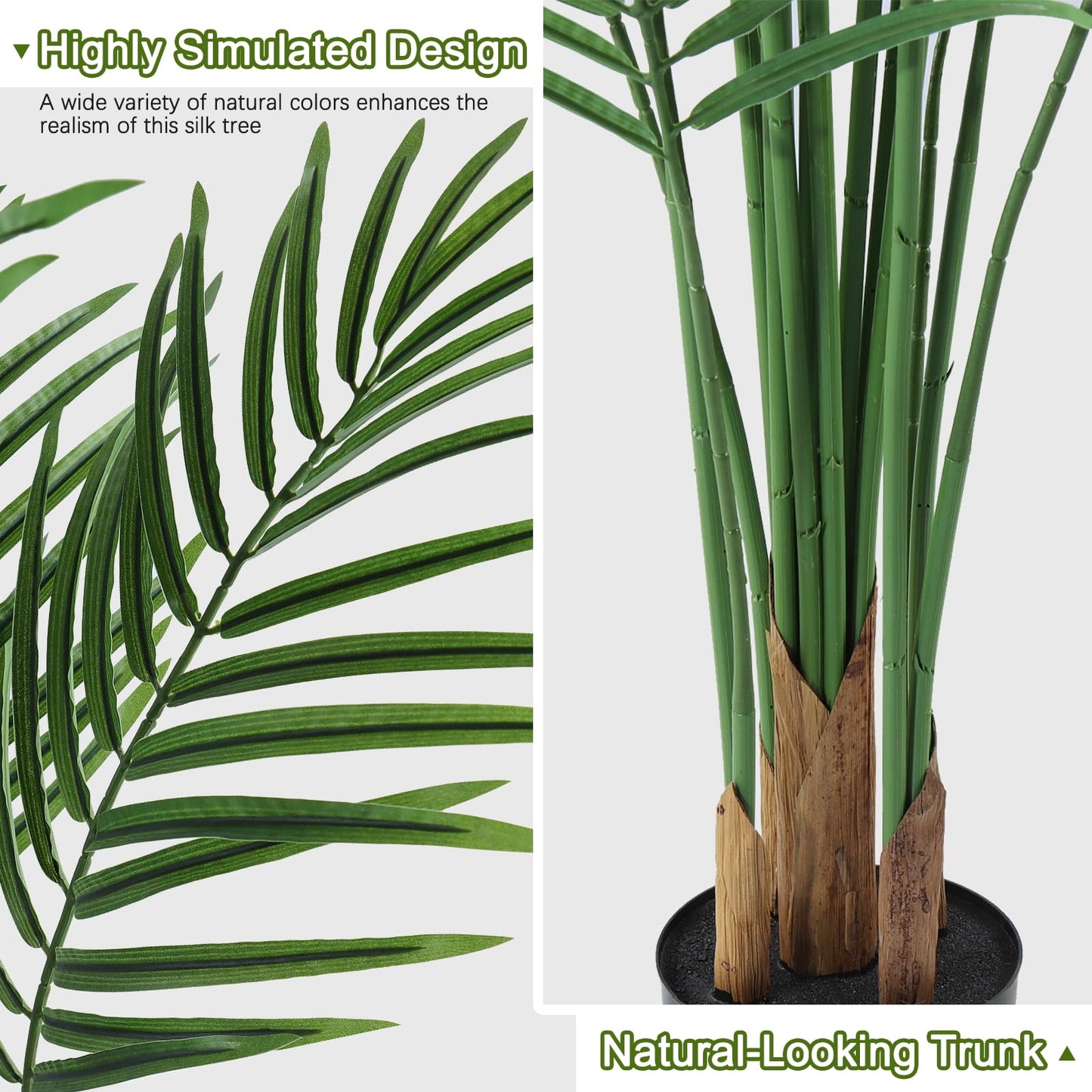 CyanGrove Artificial Palm Tree Outdoor 6ft, Large Fake Tropical Areca Palm Tree with 18 Trunks, Tall Faux Floor Plants for Indoor Outdoor-Living Rooms, Offices, Bedroom Home Decor