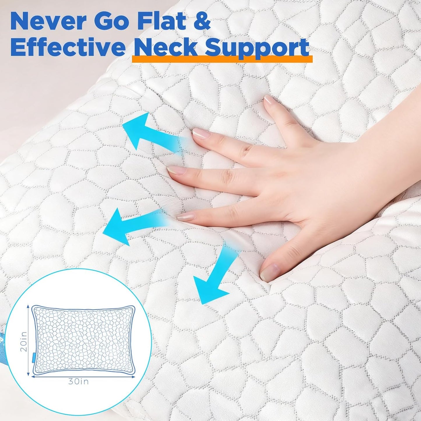 Skiennix Cooling Pillow Set - Adjustable Shredded Memory Foam | Queen Size, Soft & Supportive for All Sleepers